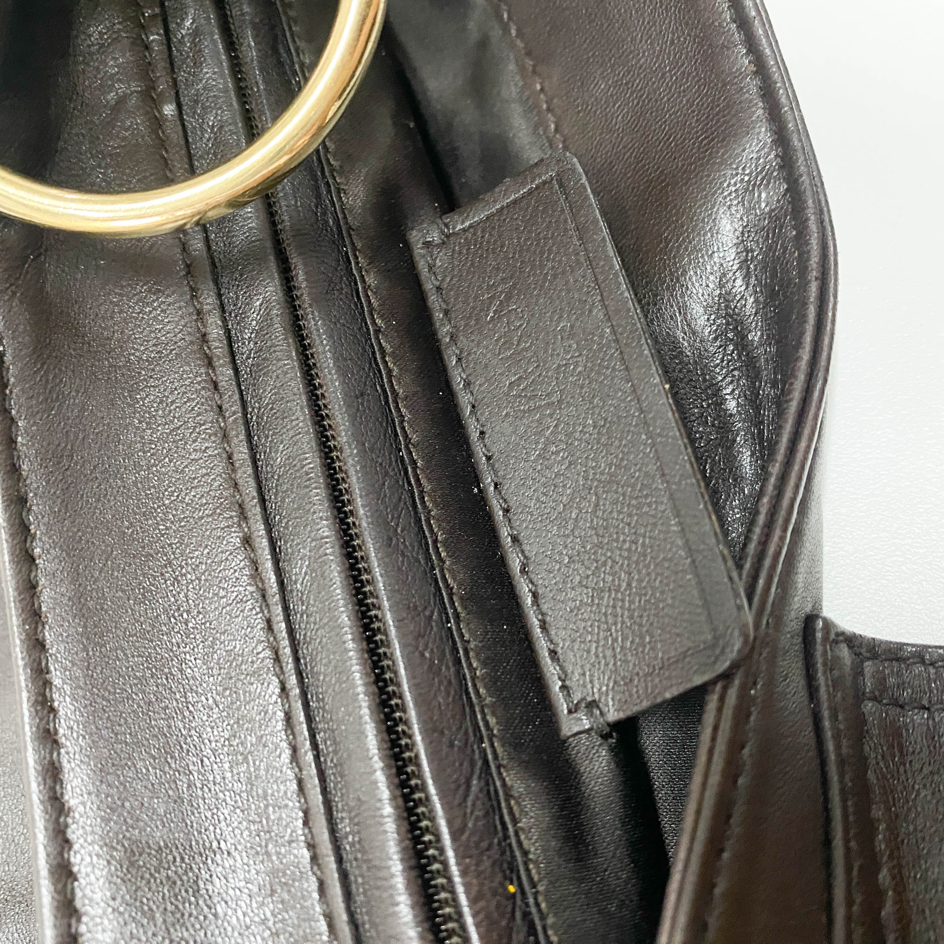 YSL Vintage Brown Leather Chain Shoulder Bag