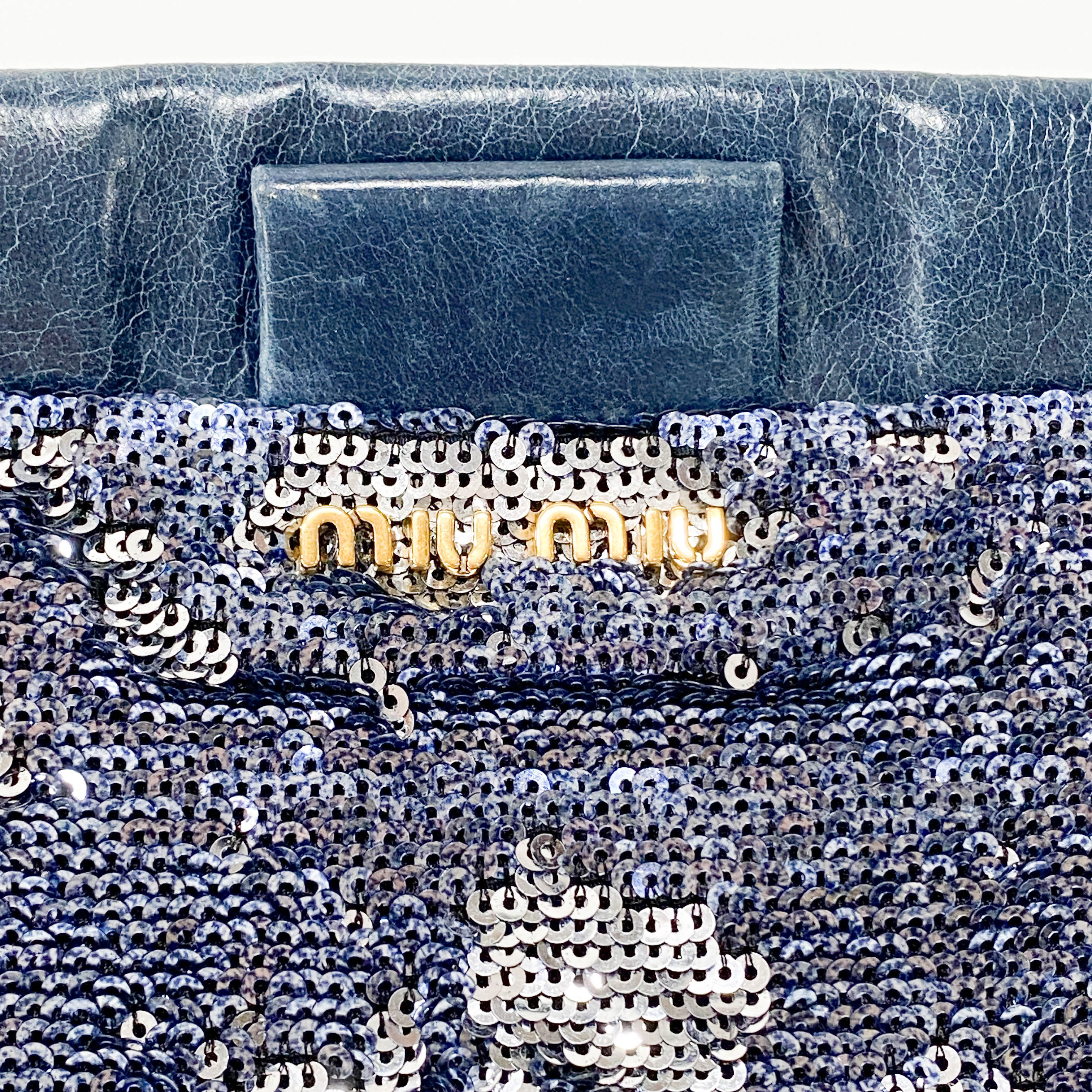 Blue Sequin Clutch Bag