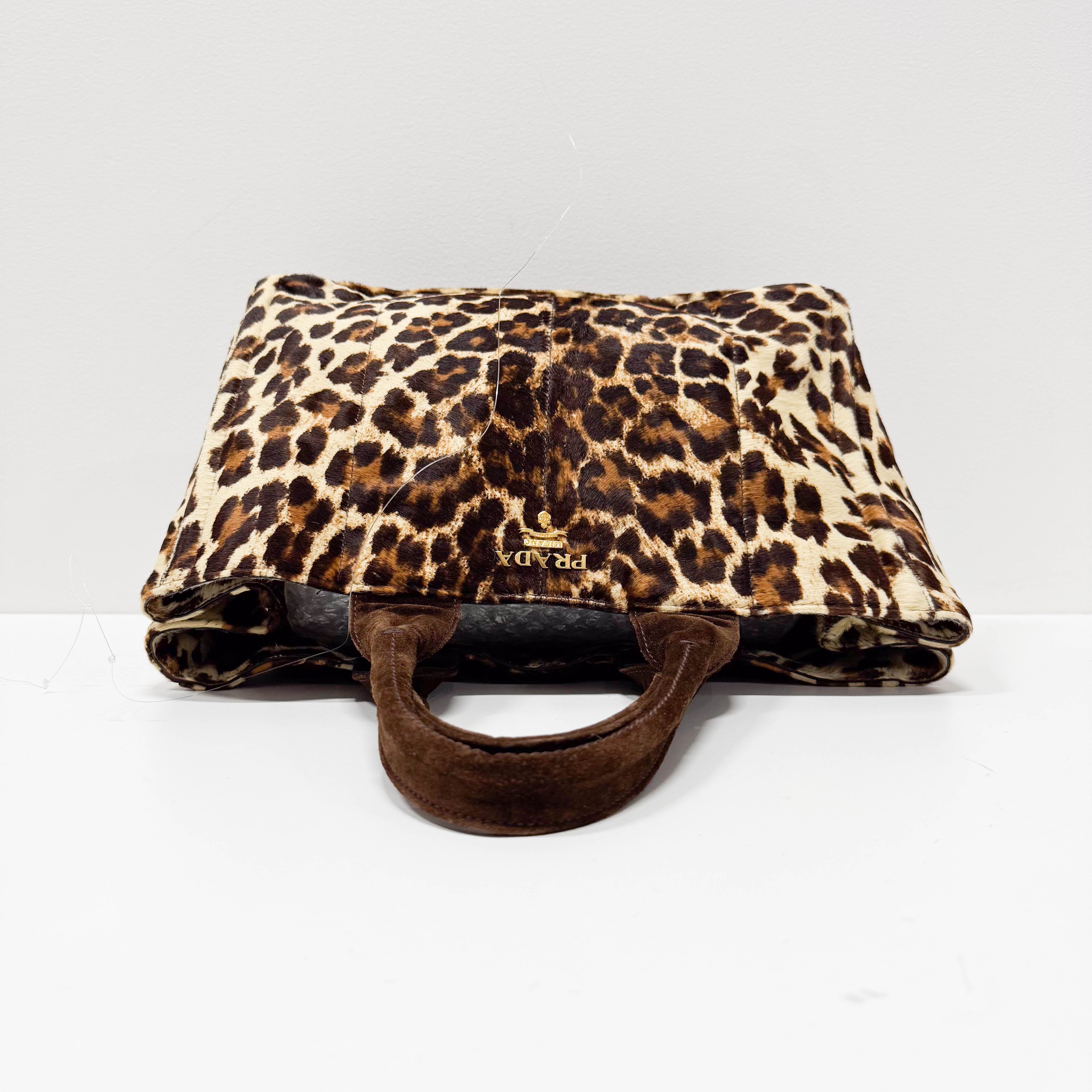 Canapa Yellow Leopard Print Pony Hair & Suede Handbag
