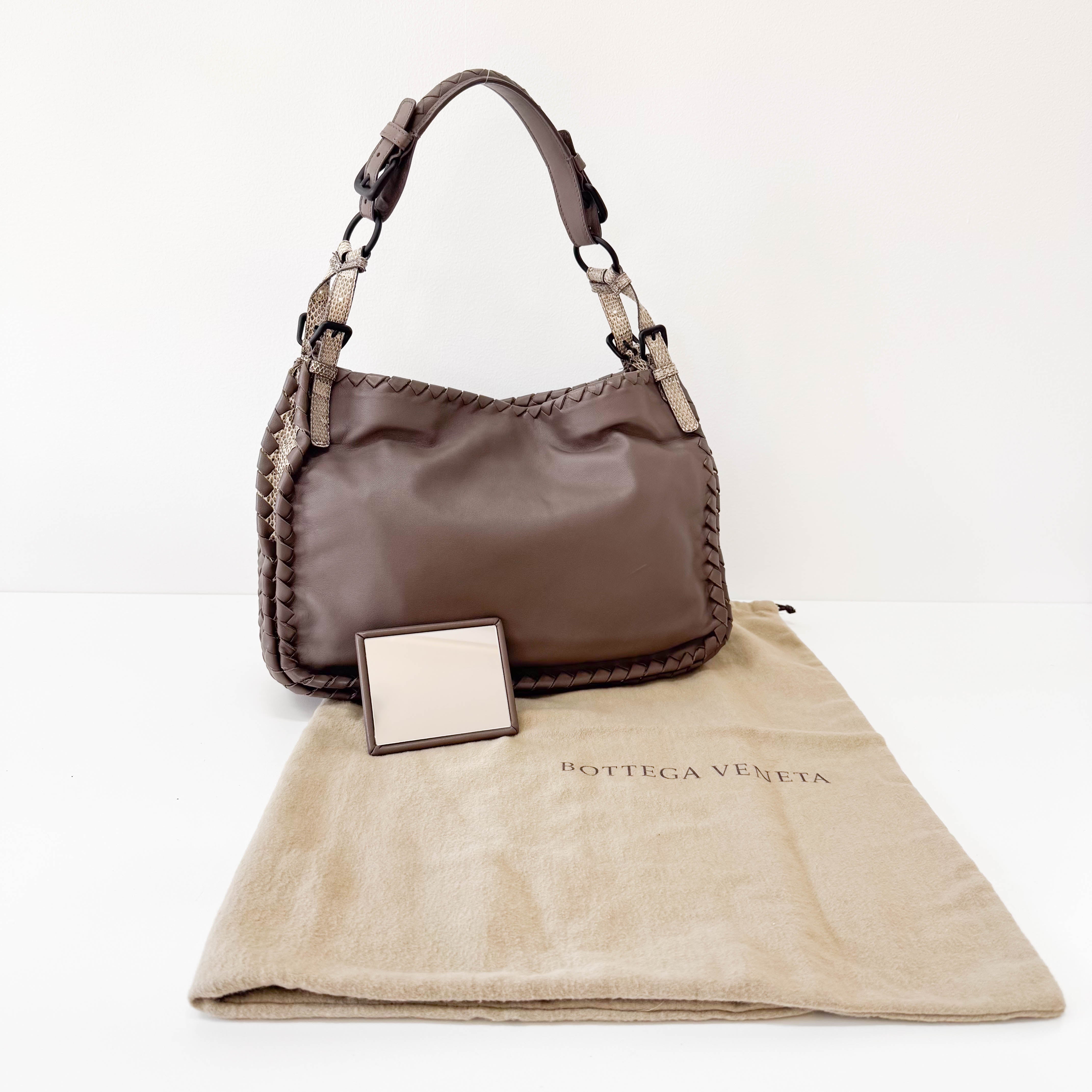 Brown Leather and Lizard Detail Bag