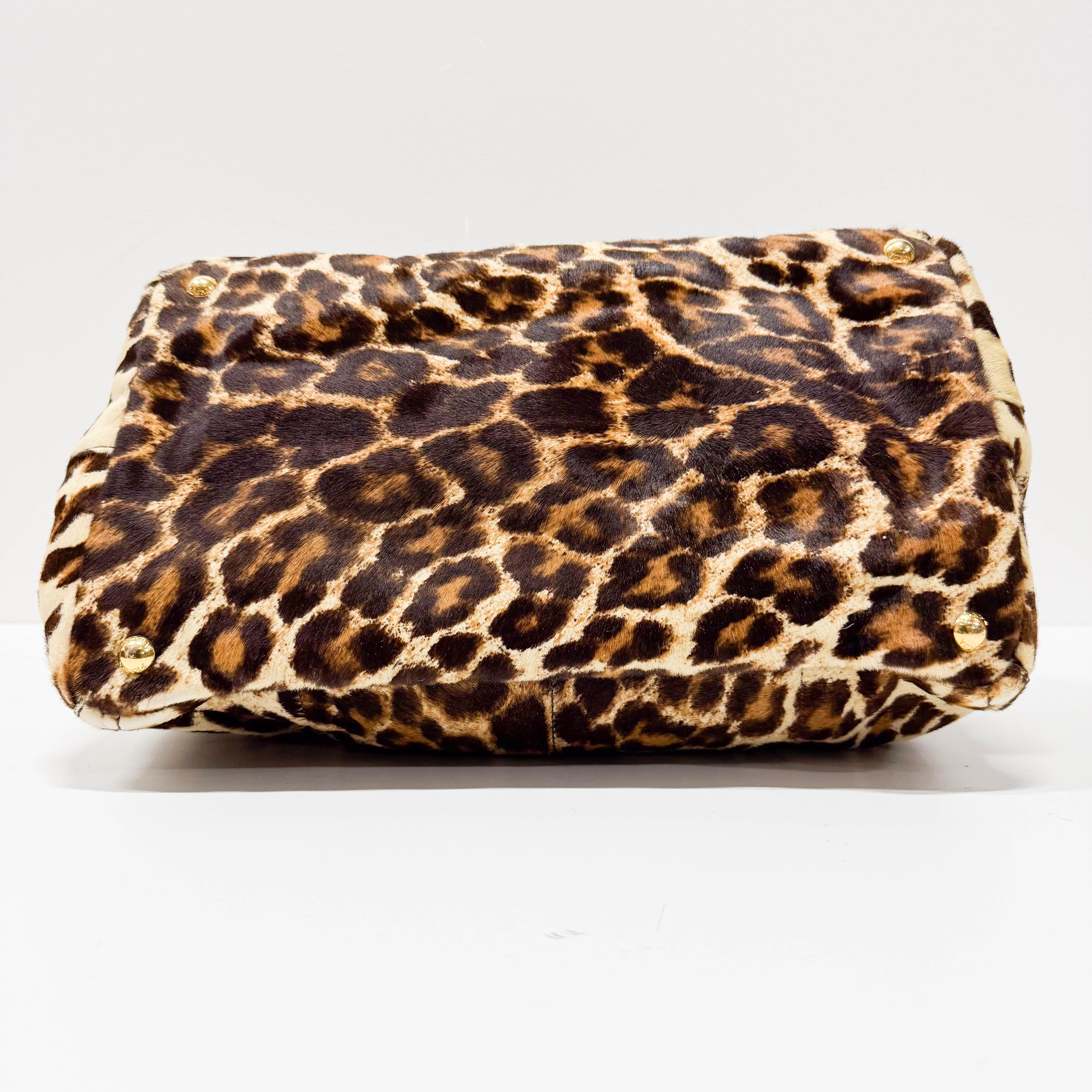 Canapa Yellow Leopard Print Pony Hair & Suede Handbag