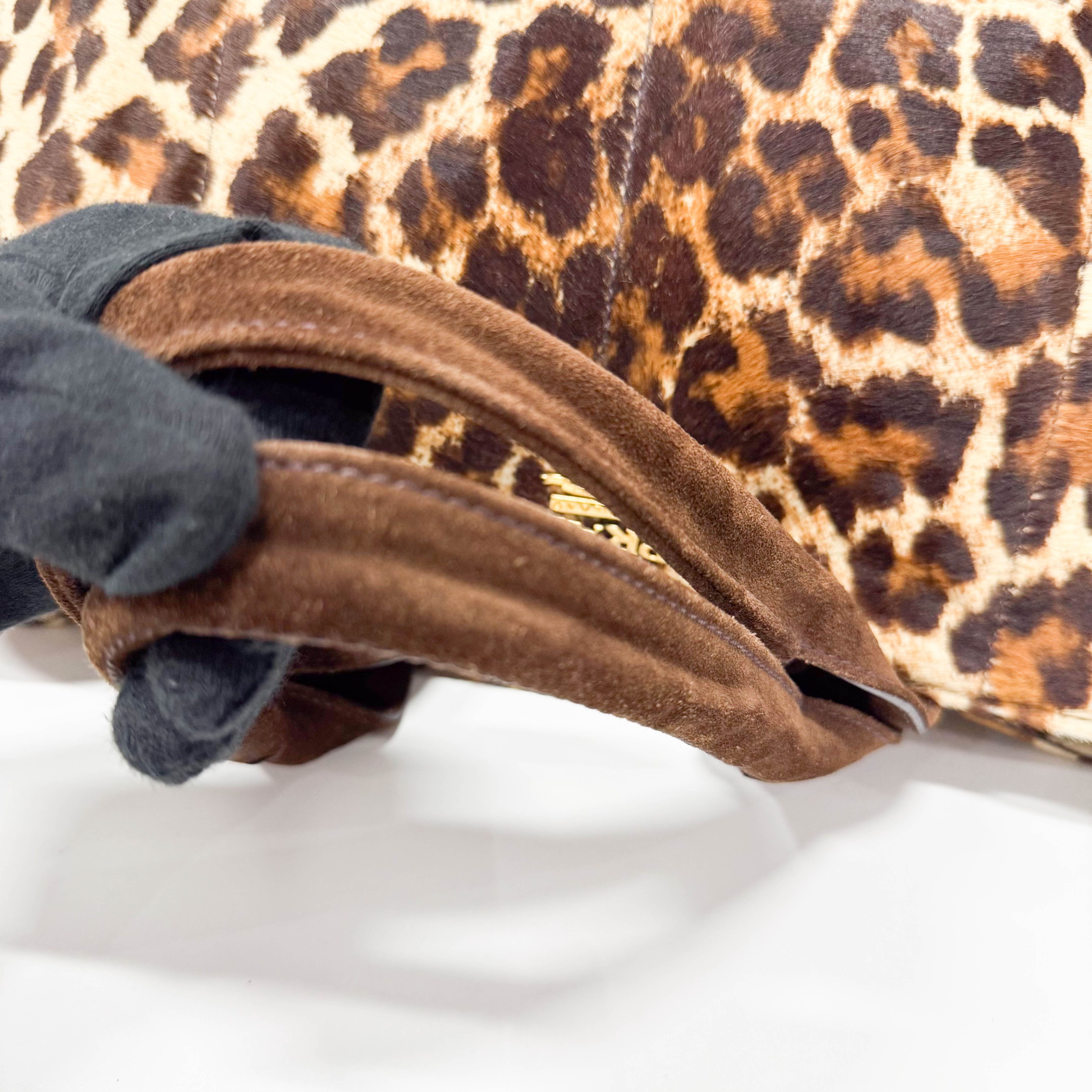 Canapa Yellow Leopard Print Pony Hair & Suede Handbag