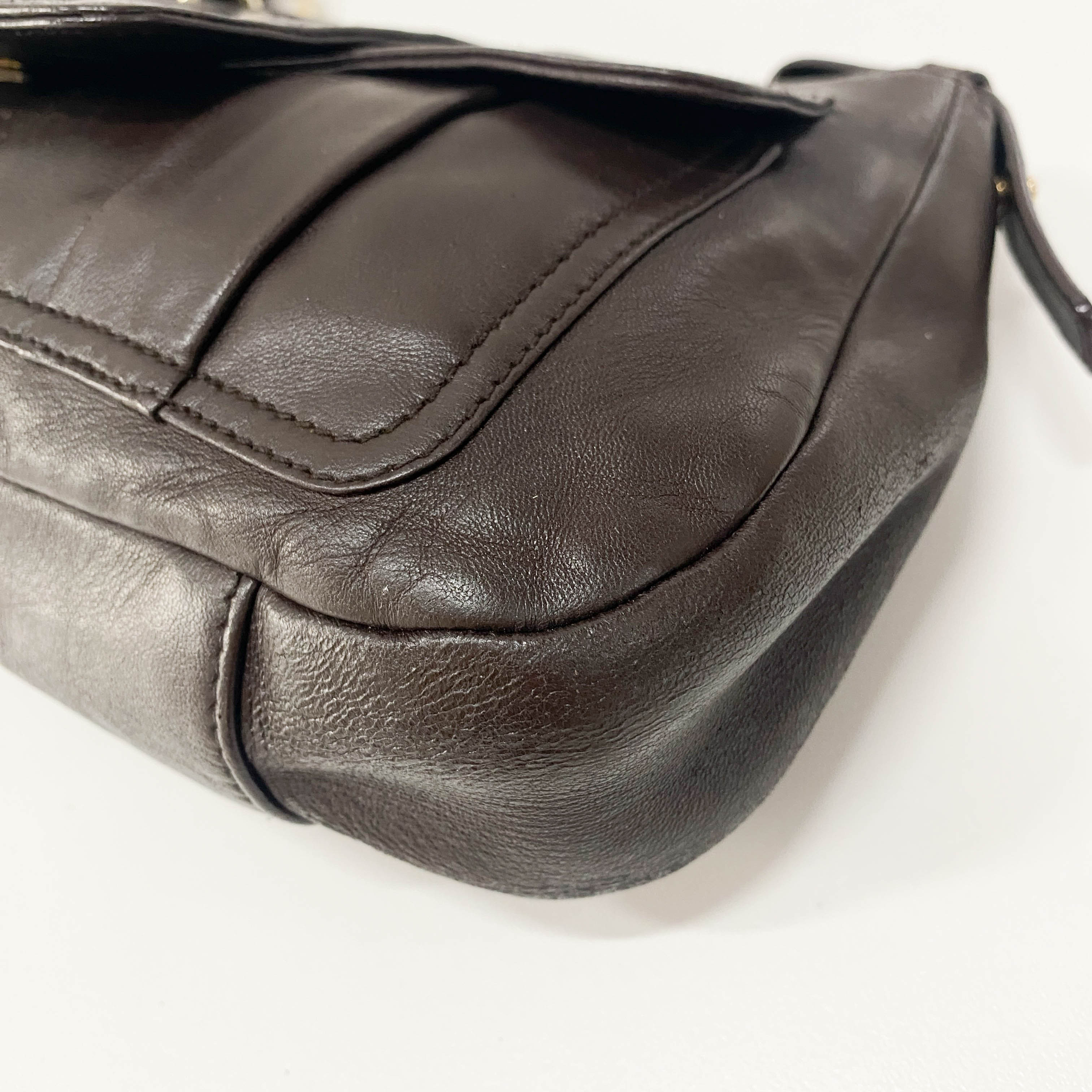 YSL Vintage Brown Leather Chain Shoulder Bag