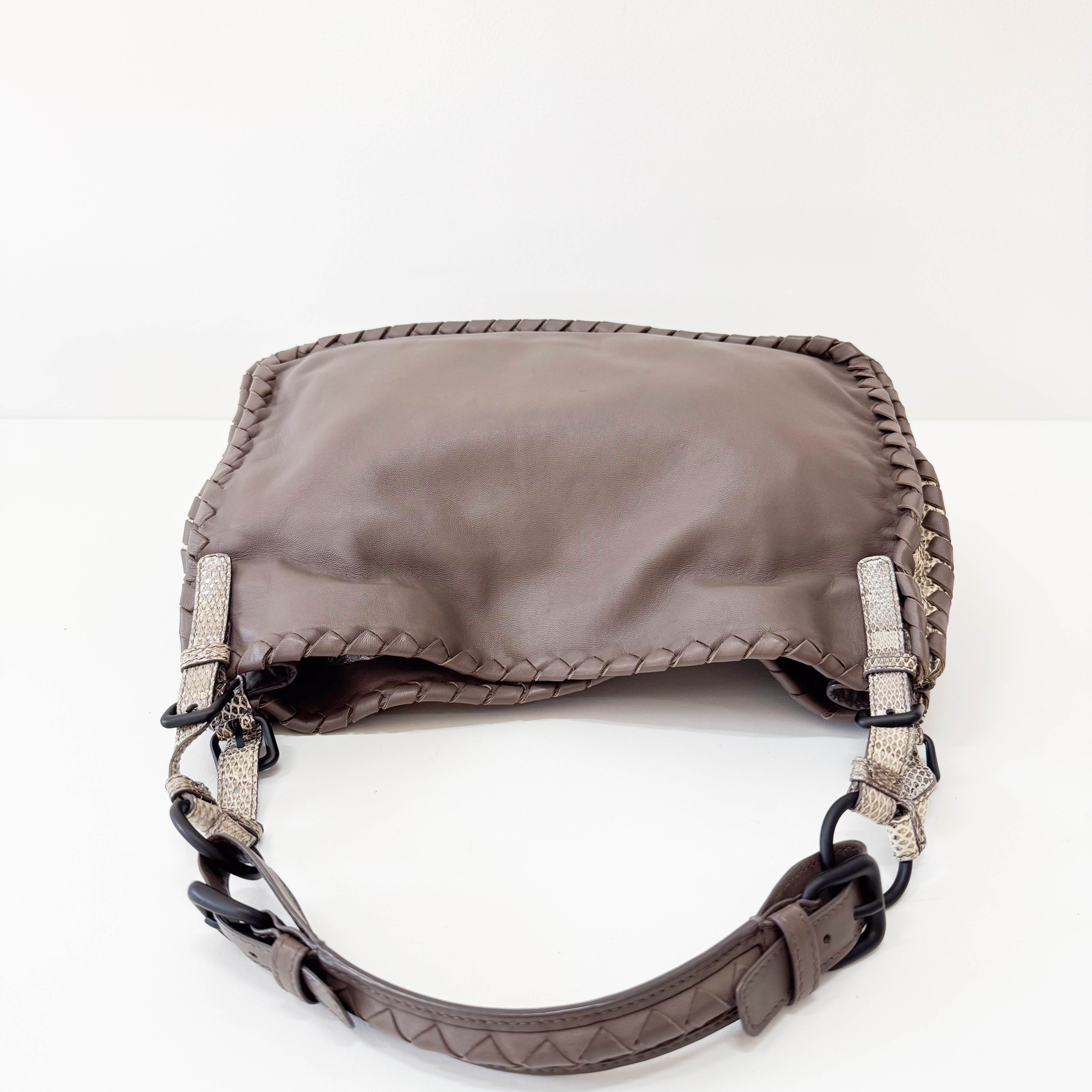 Brown Leather and Lizard Detail Bag