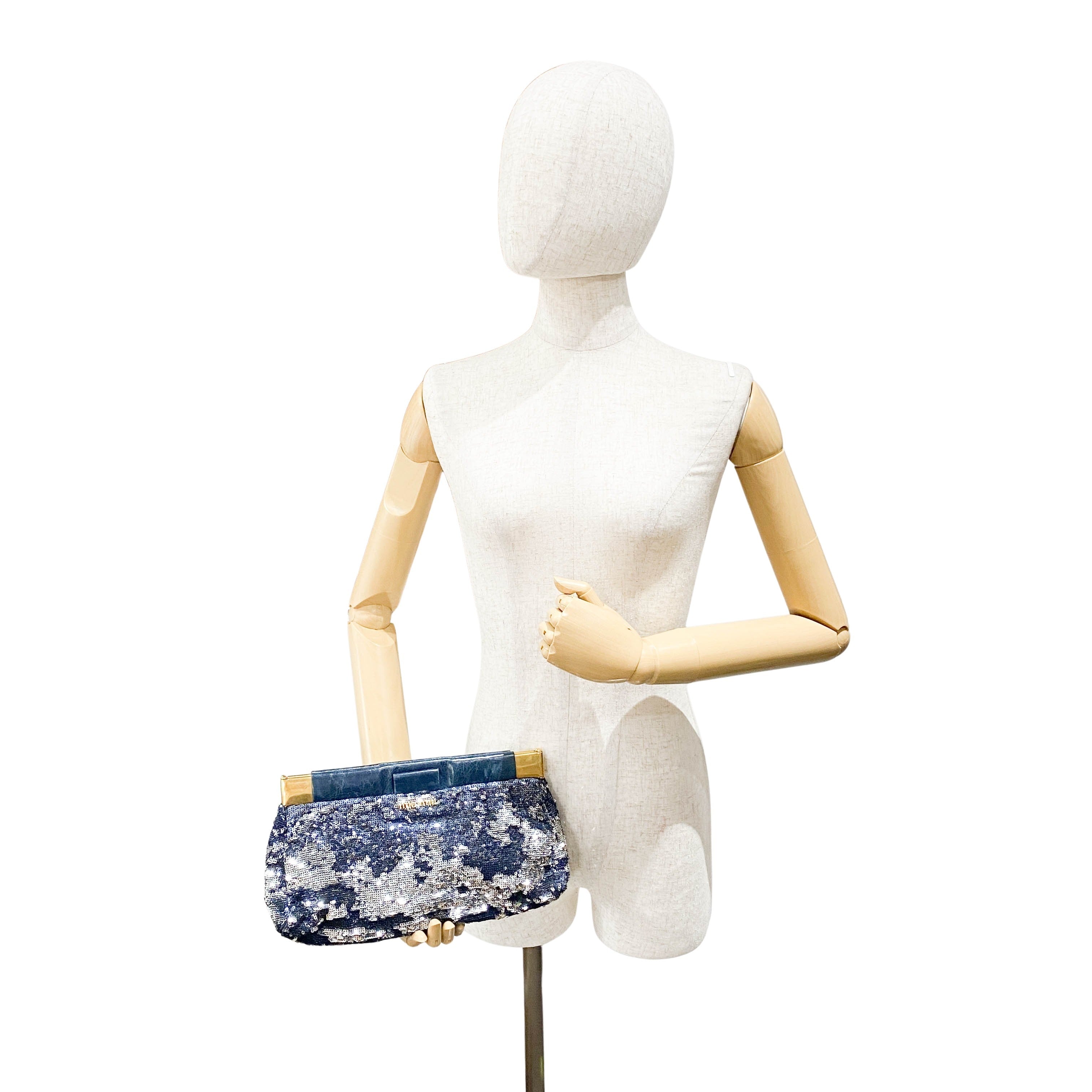 Blue Sequin Clutch Bag