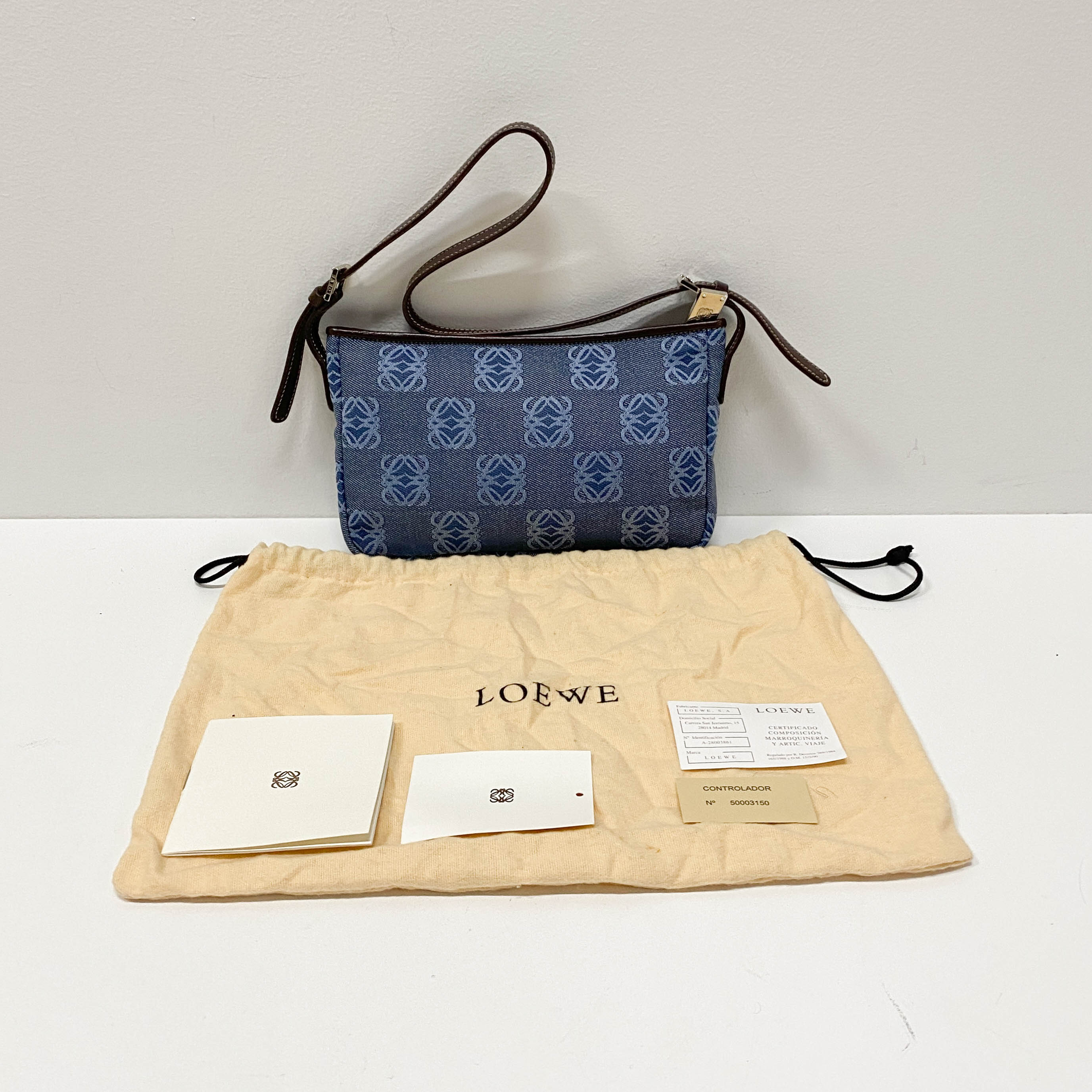 Anagram Blue Canvas Accessory Pouch Shoulder Bag