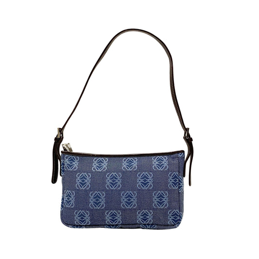 Anagram Blue Canvas Accessory Pouch Shoulder Bag