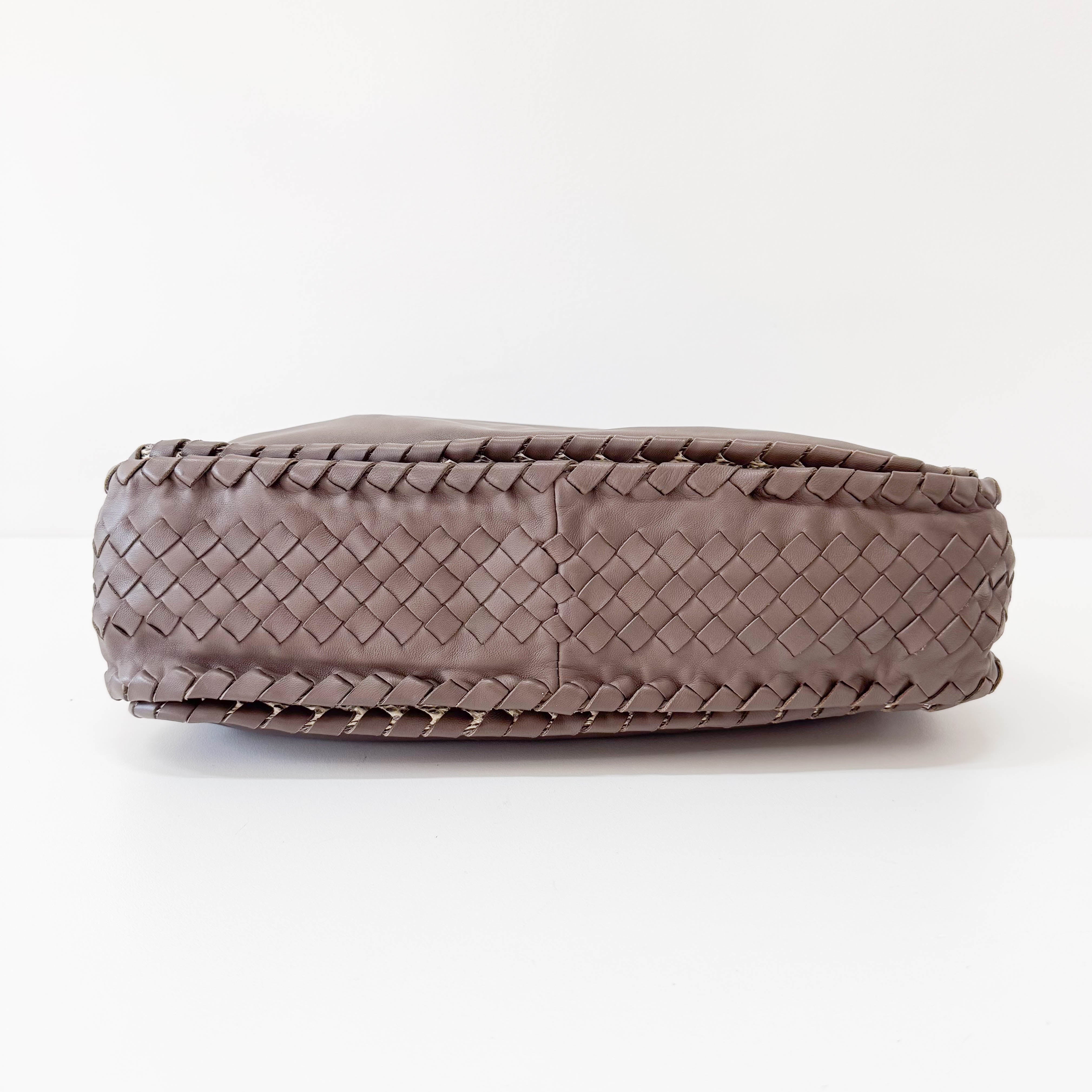 Brown Leather and Lizard Detail Bag