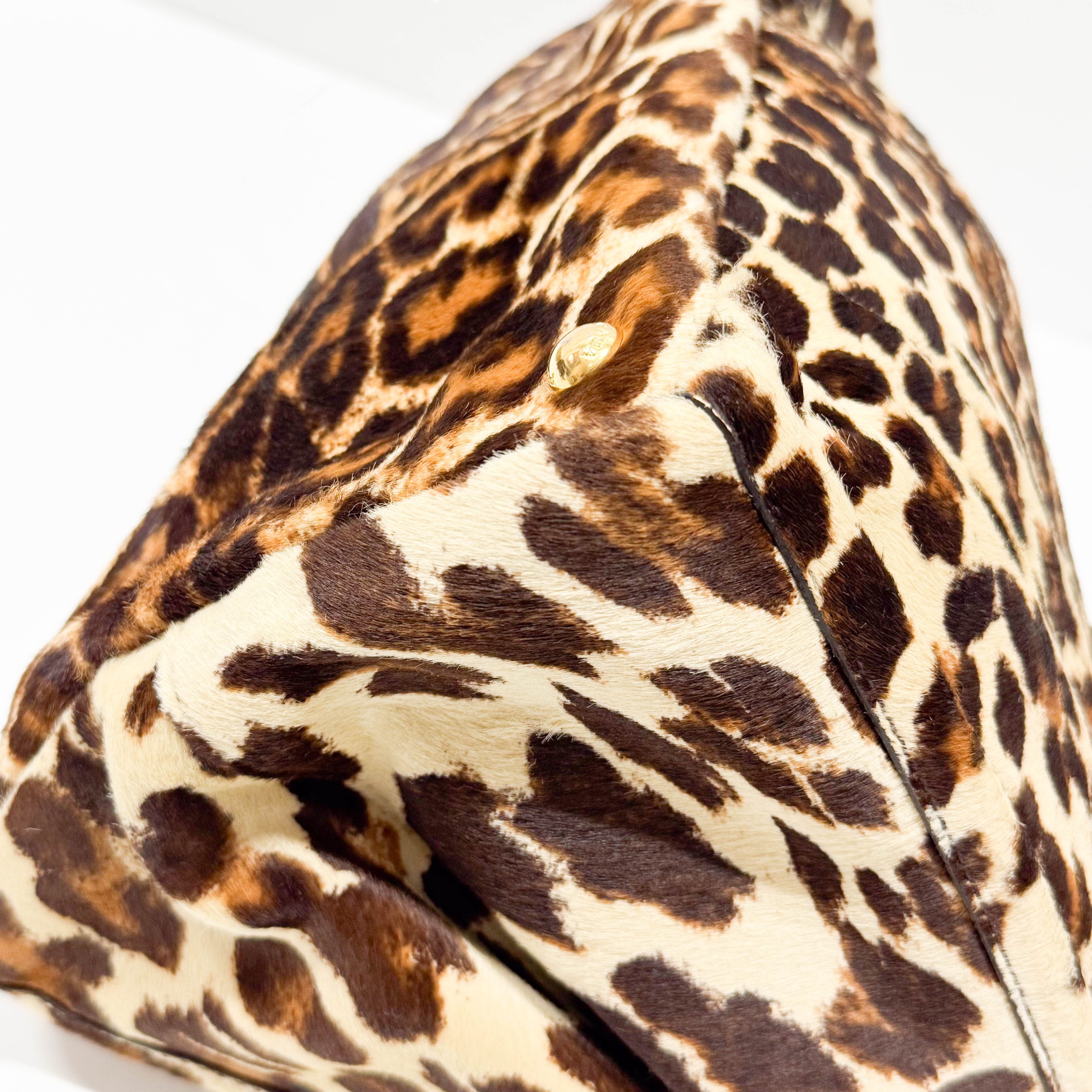 Canapa Yellow Leopard Print Pony Hair & Suede Handbag