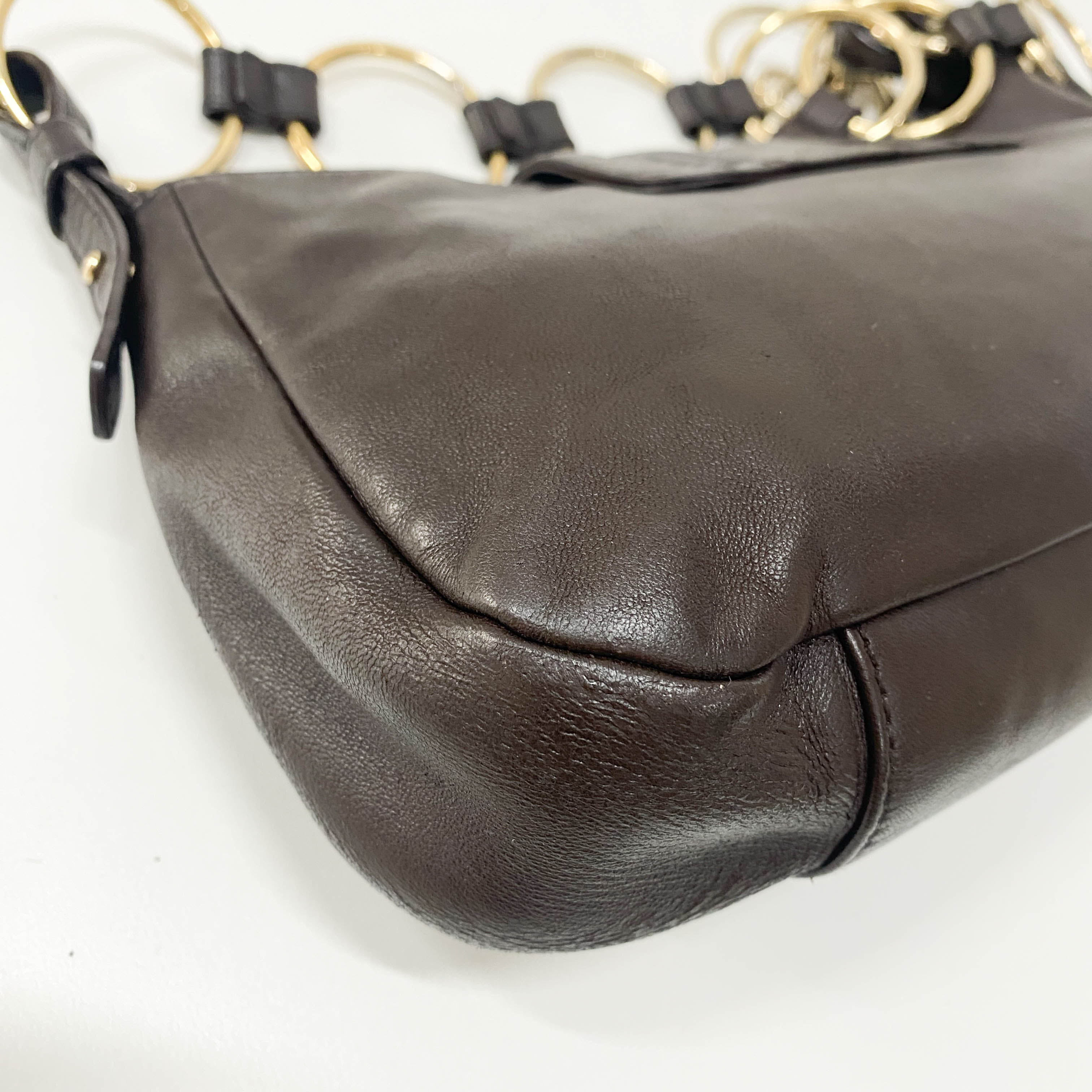 YSL Vintage Brown Leather Chain Shoulder Bag