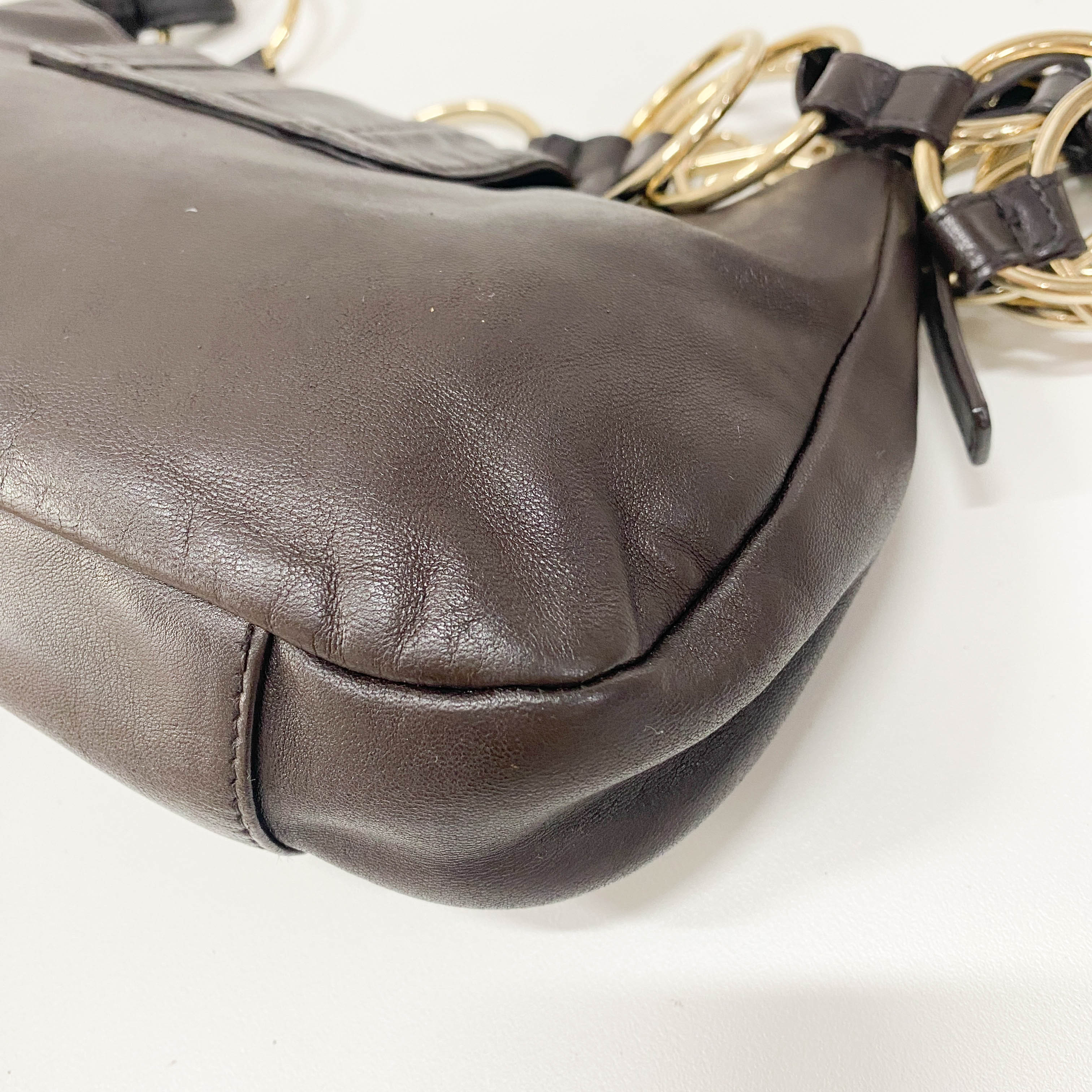 YSL Vintage Brown Leather Chain Shoulder Bag