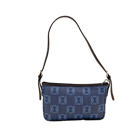 Anagram Blue Canvas Accessory Pouch Shoulder Bag