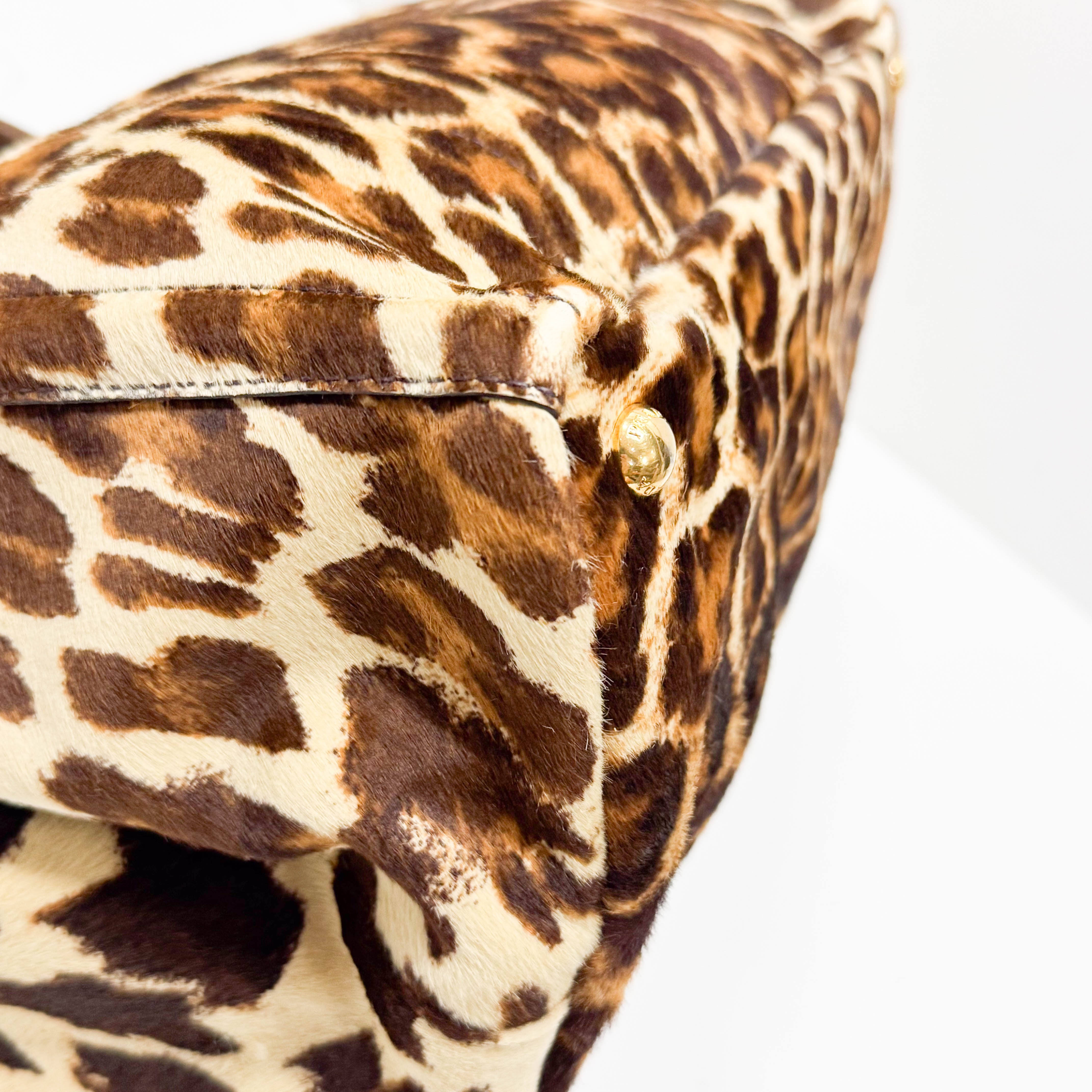 Canapa Yellow Leopard Print Pony Hair & Suede Handbag