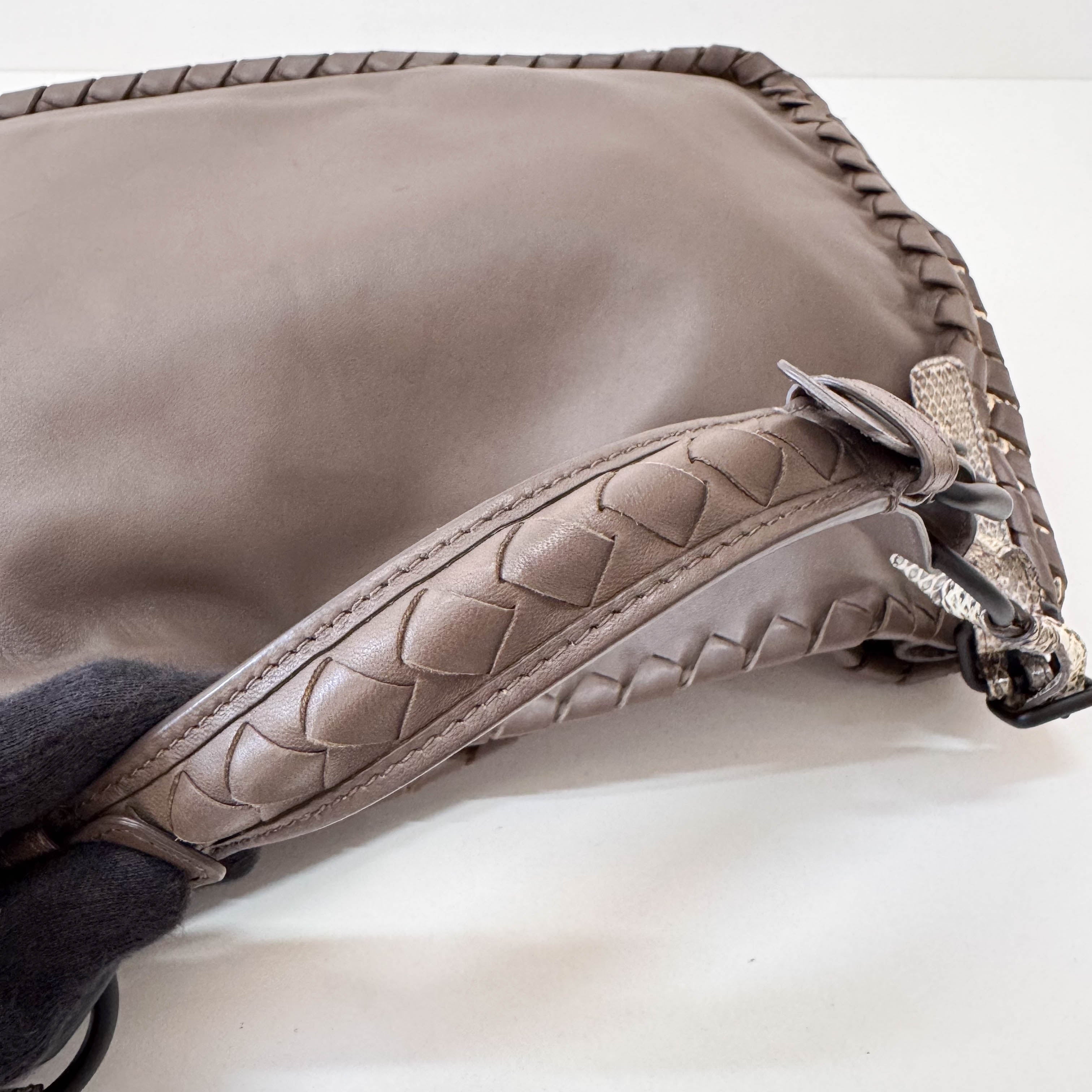 Brown Leather and Lizard Detail Bag
