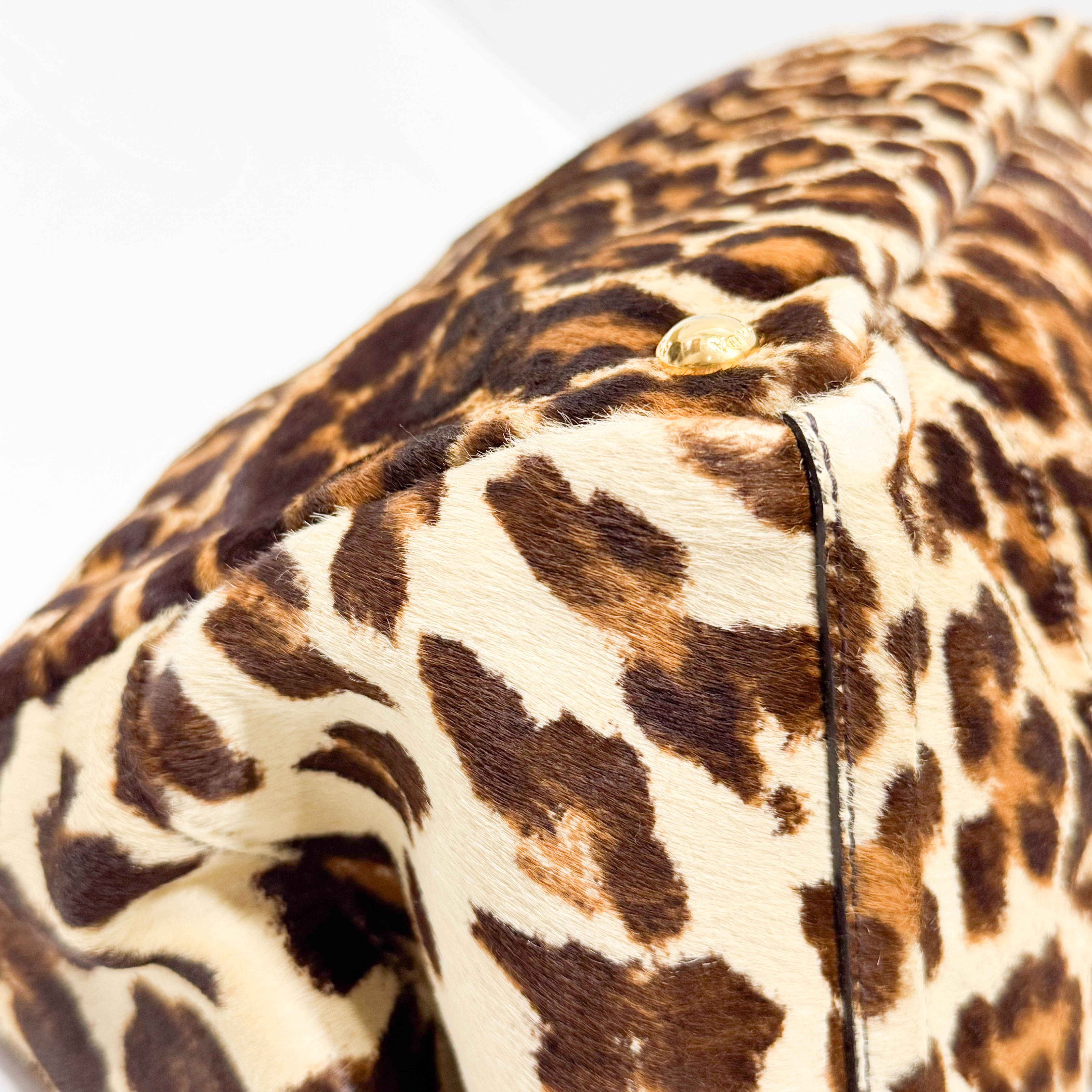 Canapa Yellow Leopard Print Pony Hair & Suede Handbag
