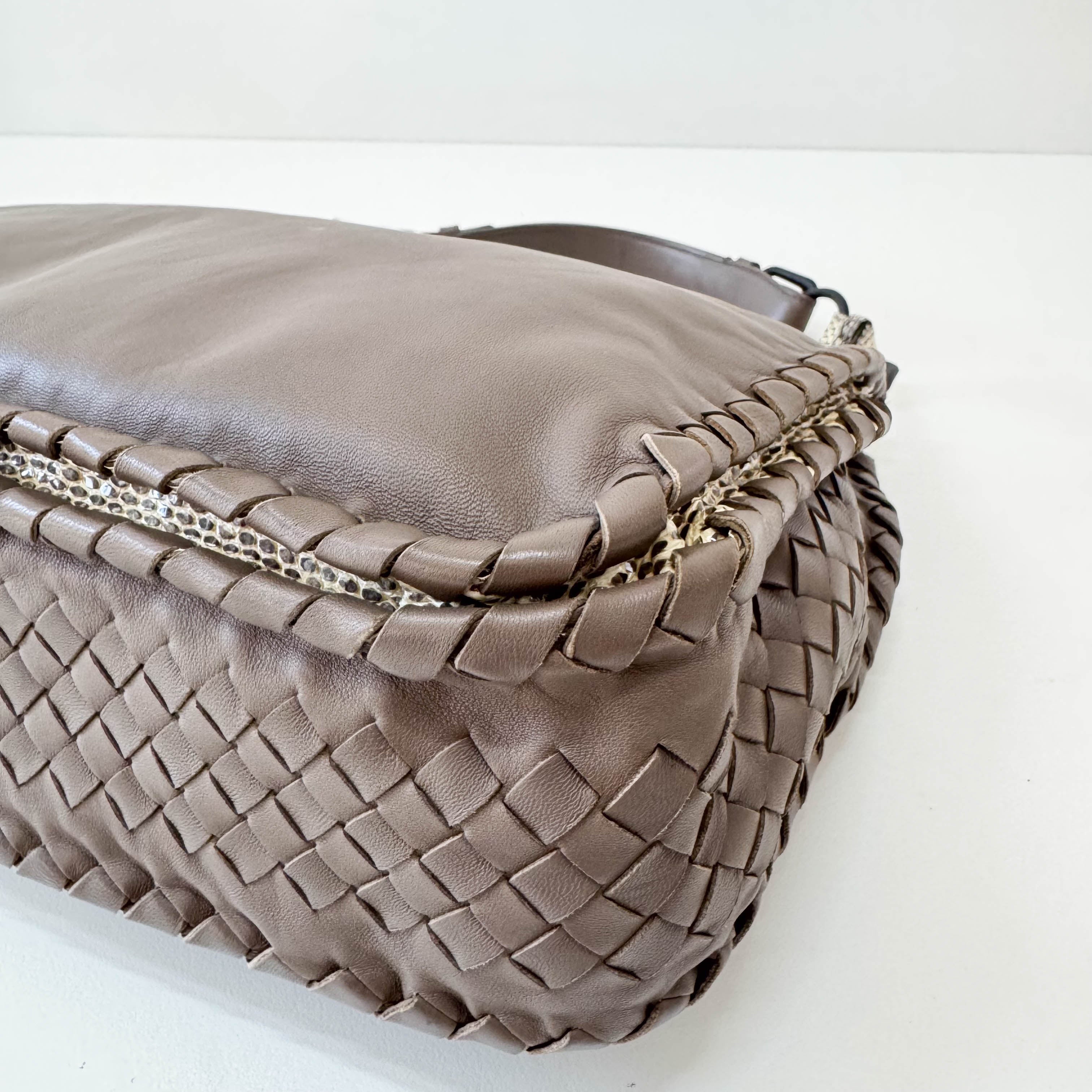 Brown Leather and Lizard Detail Bag