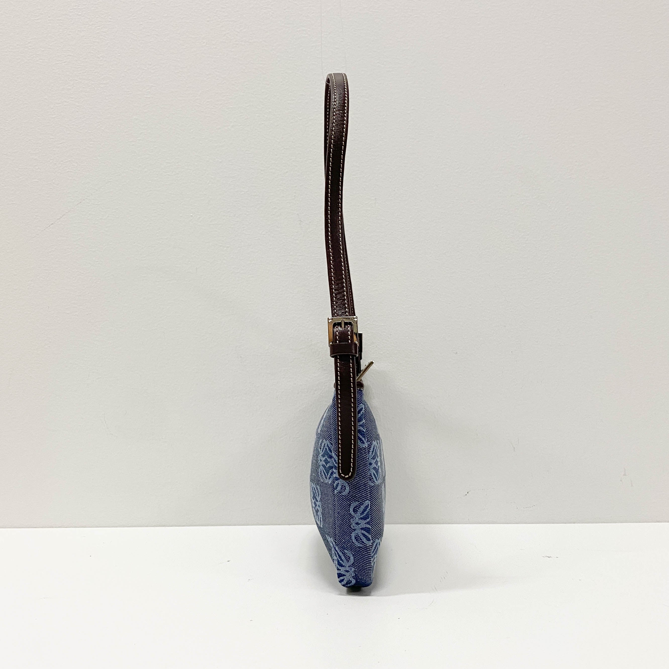 Anagram Blue Canvas Accessory Pouch Shoulder Bag