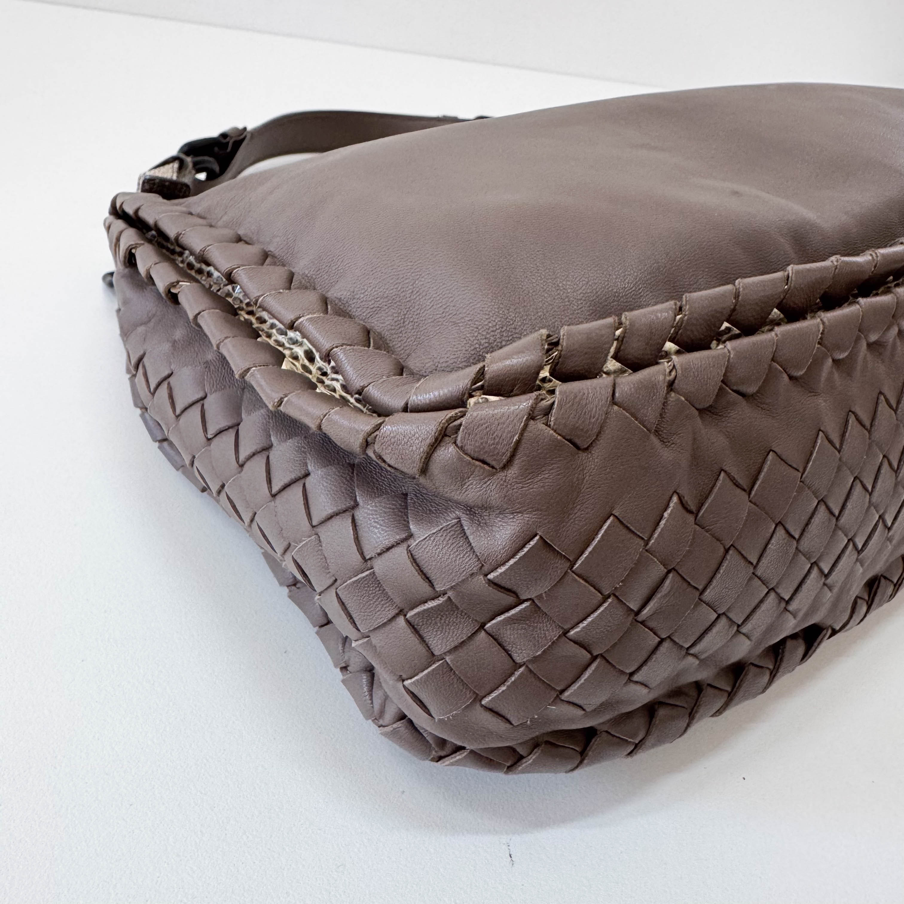 Brown Leather and Lizard Detail Bag