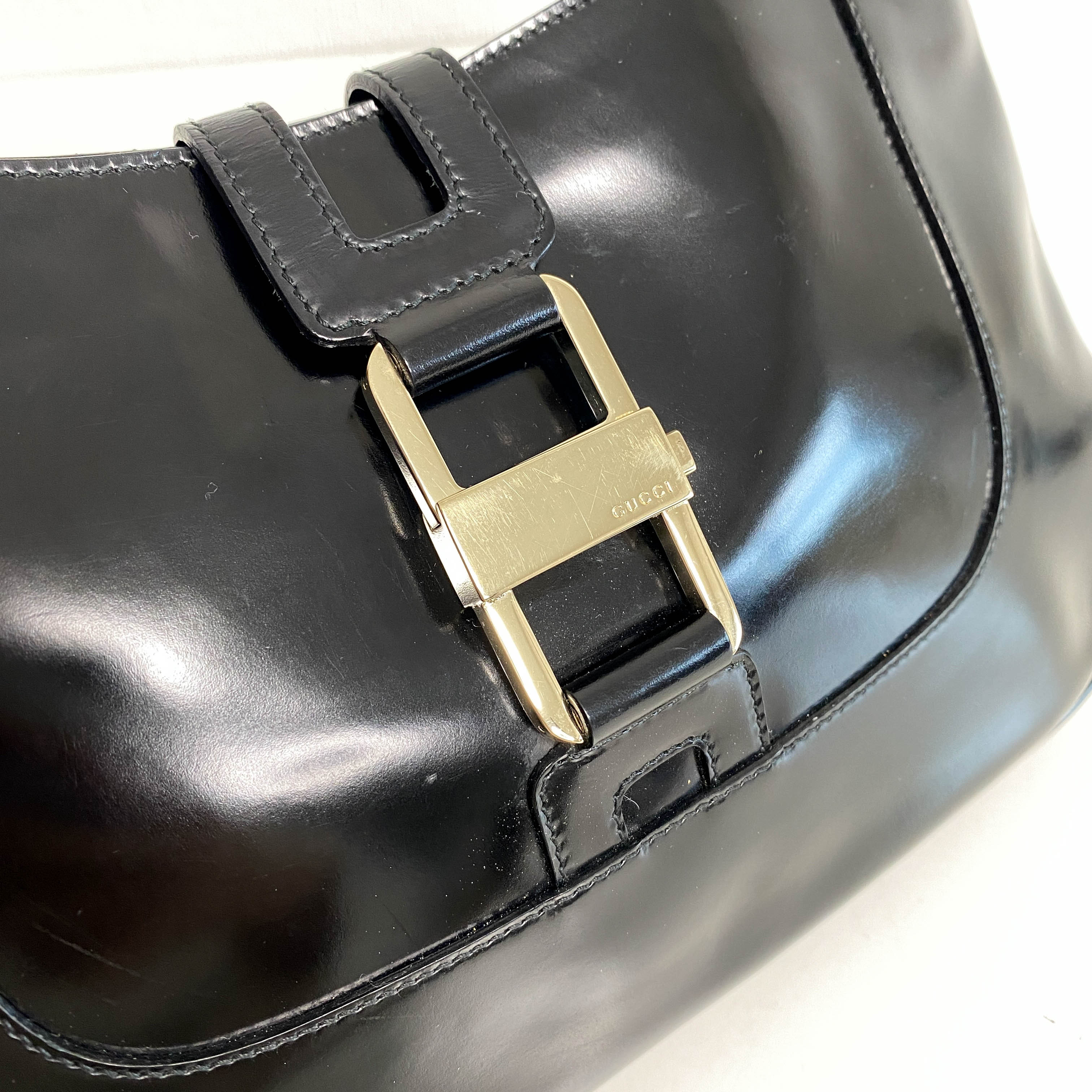 Patent Leather Black Hobo Shoulder Bag