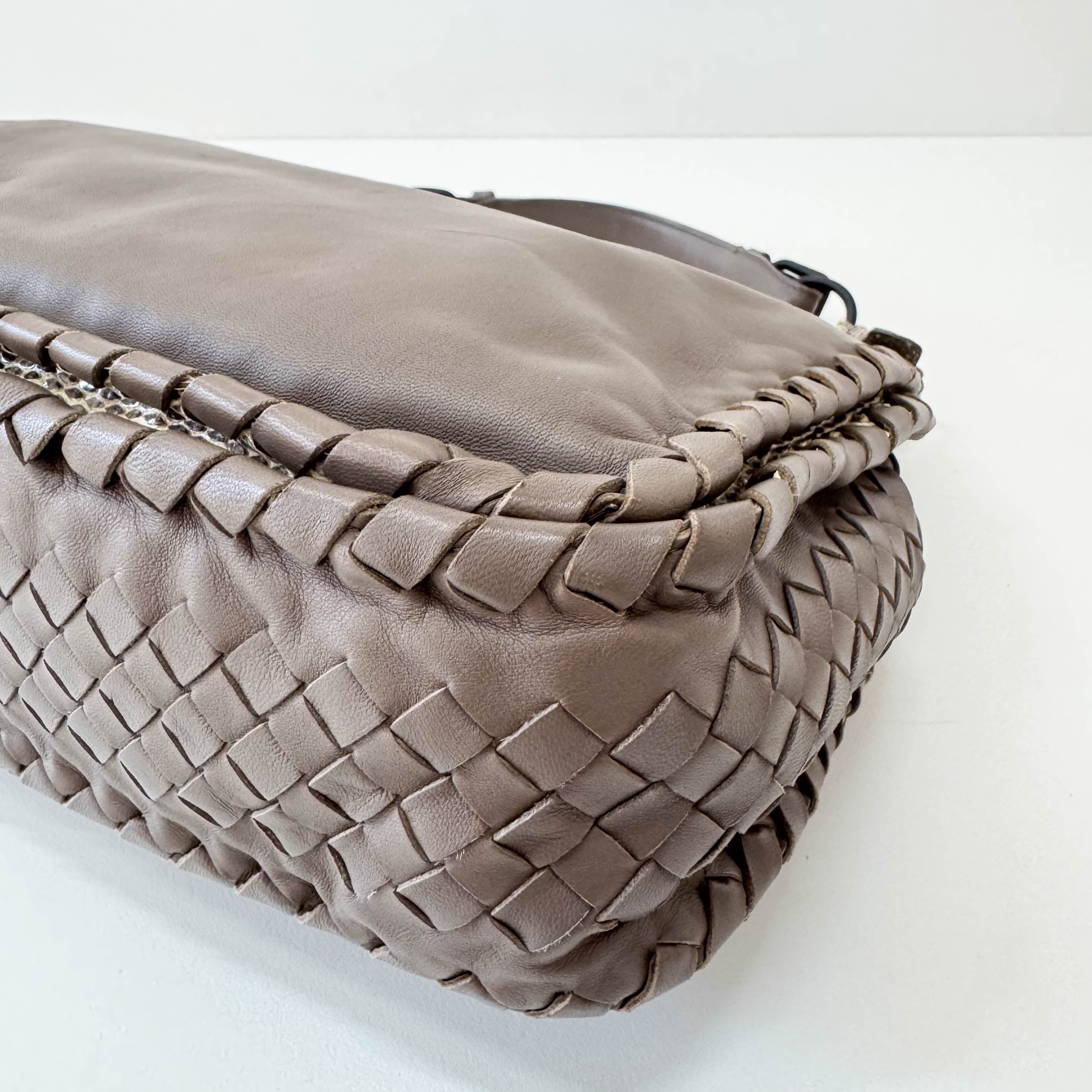 Brown Leather and Lizard Detail Bag