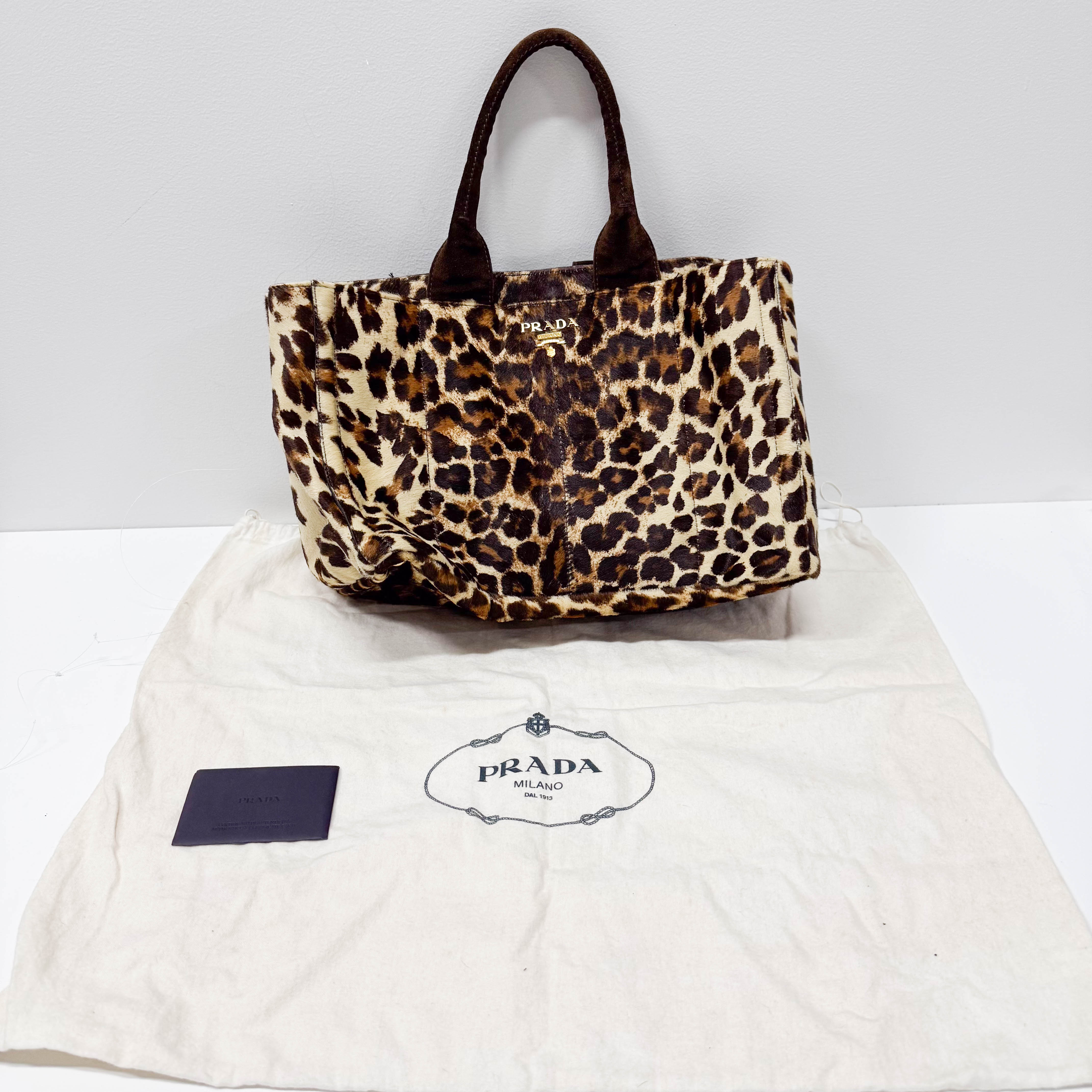 Canapa Yellow Leopard Print Pony Hair & Suede Handbag