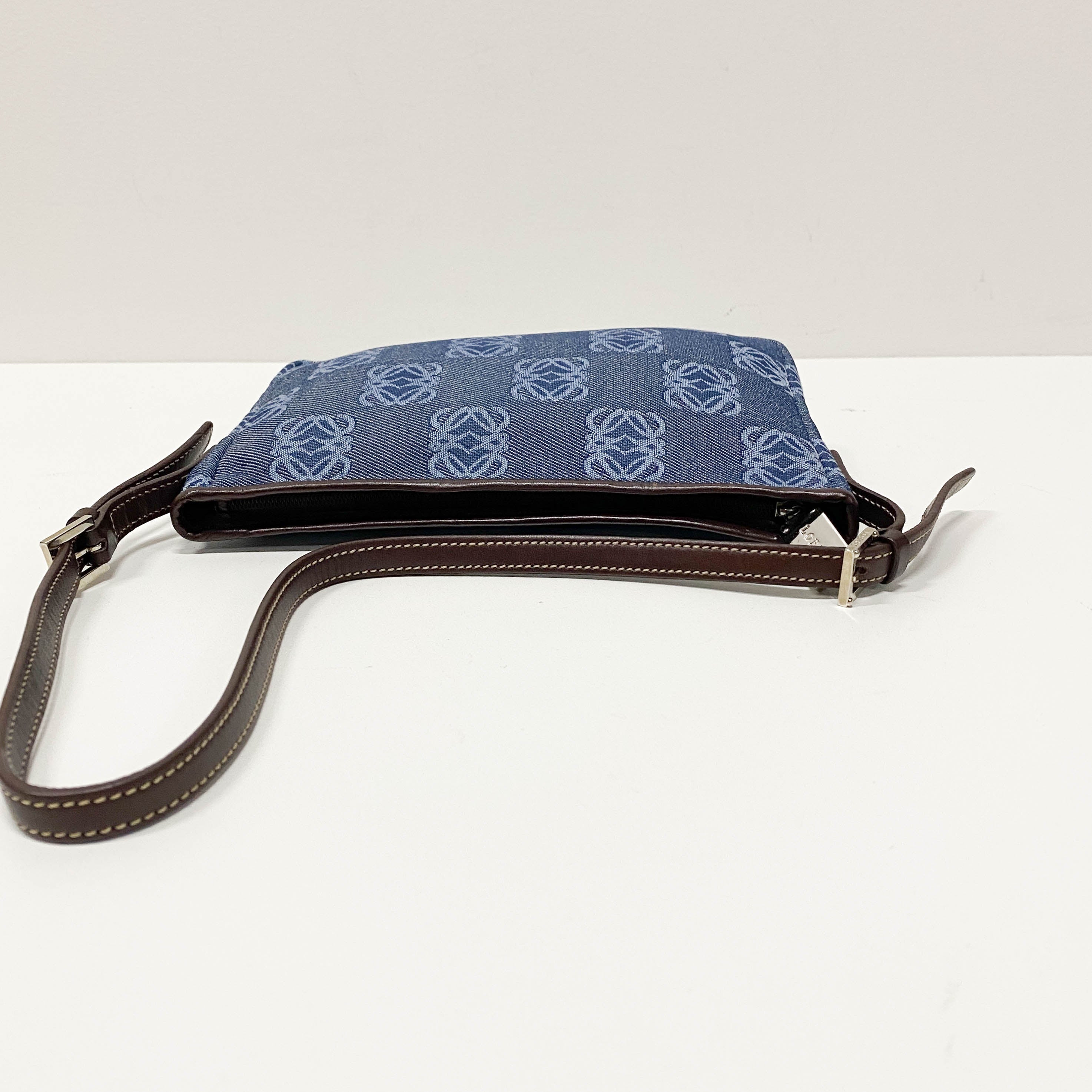 Anagram Blue Canvas Accessory Pouch Shoulder Bag
