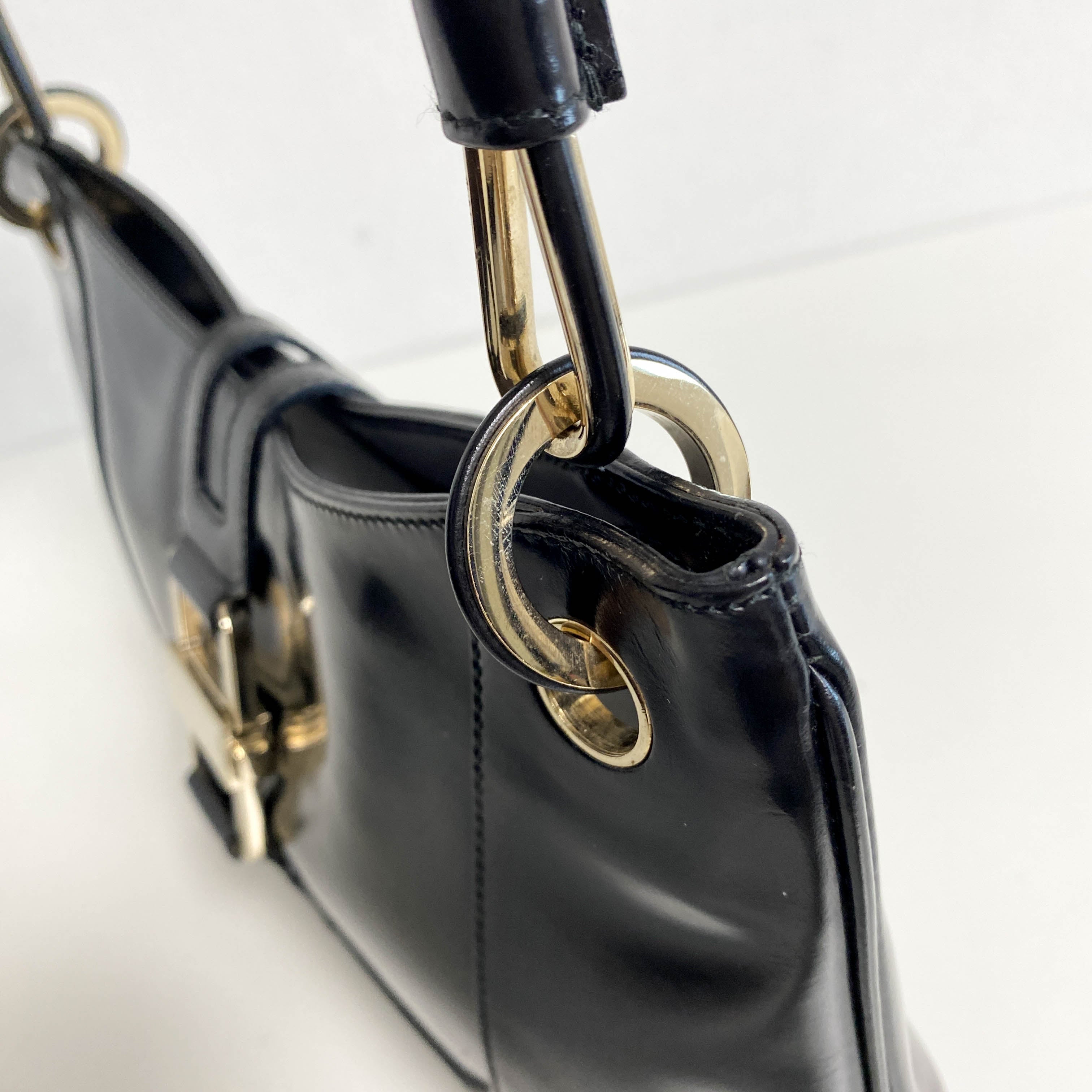 Patent Leather Black Hobo Shoulder Bag