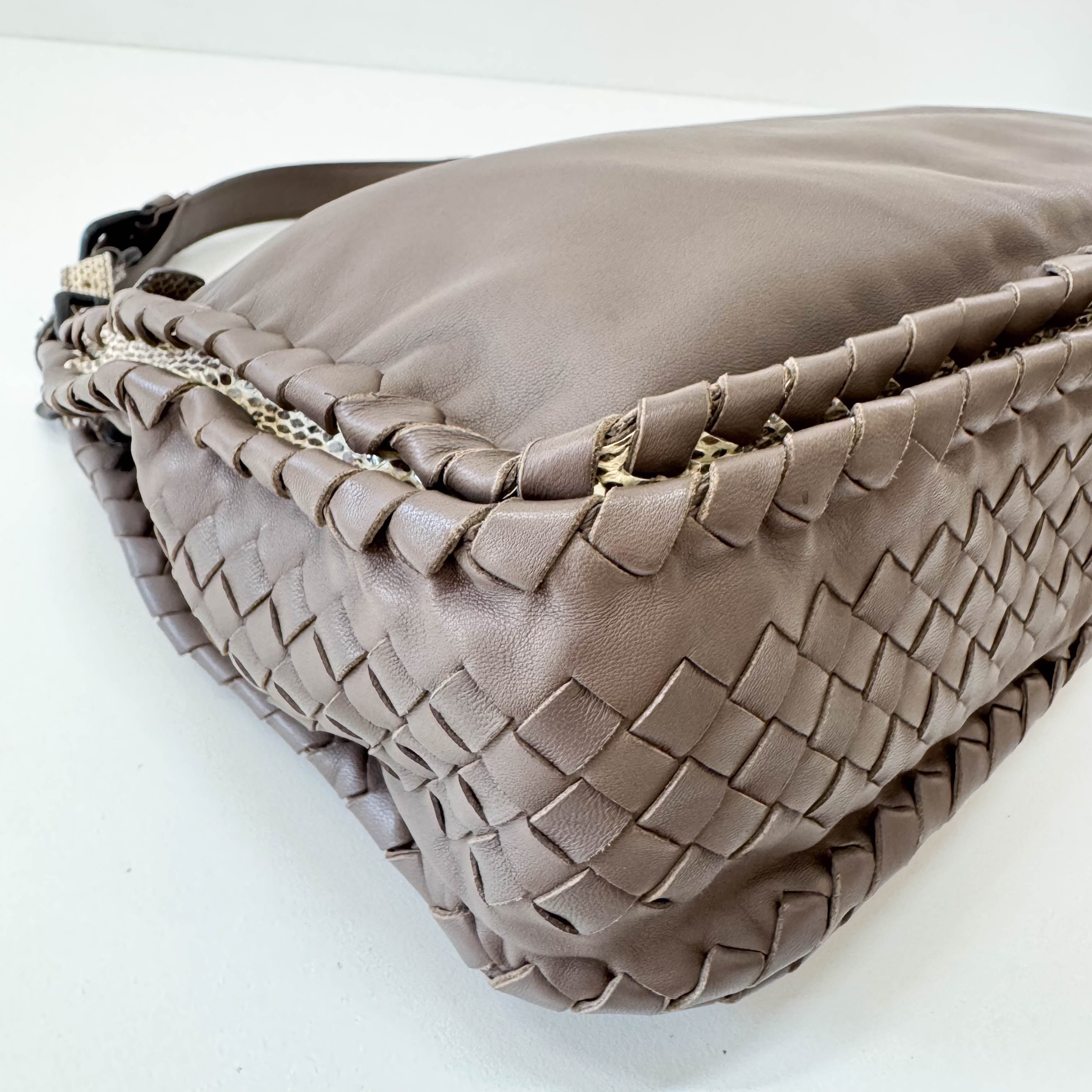 Brown Leather and Lizard Detail Bag