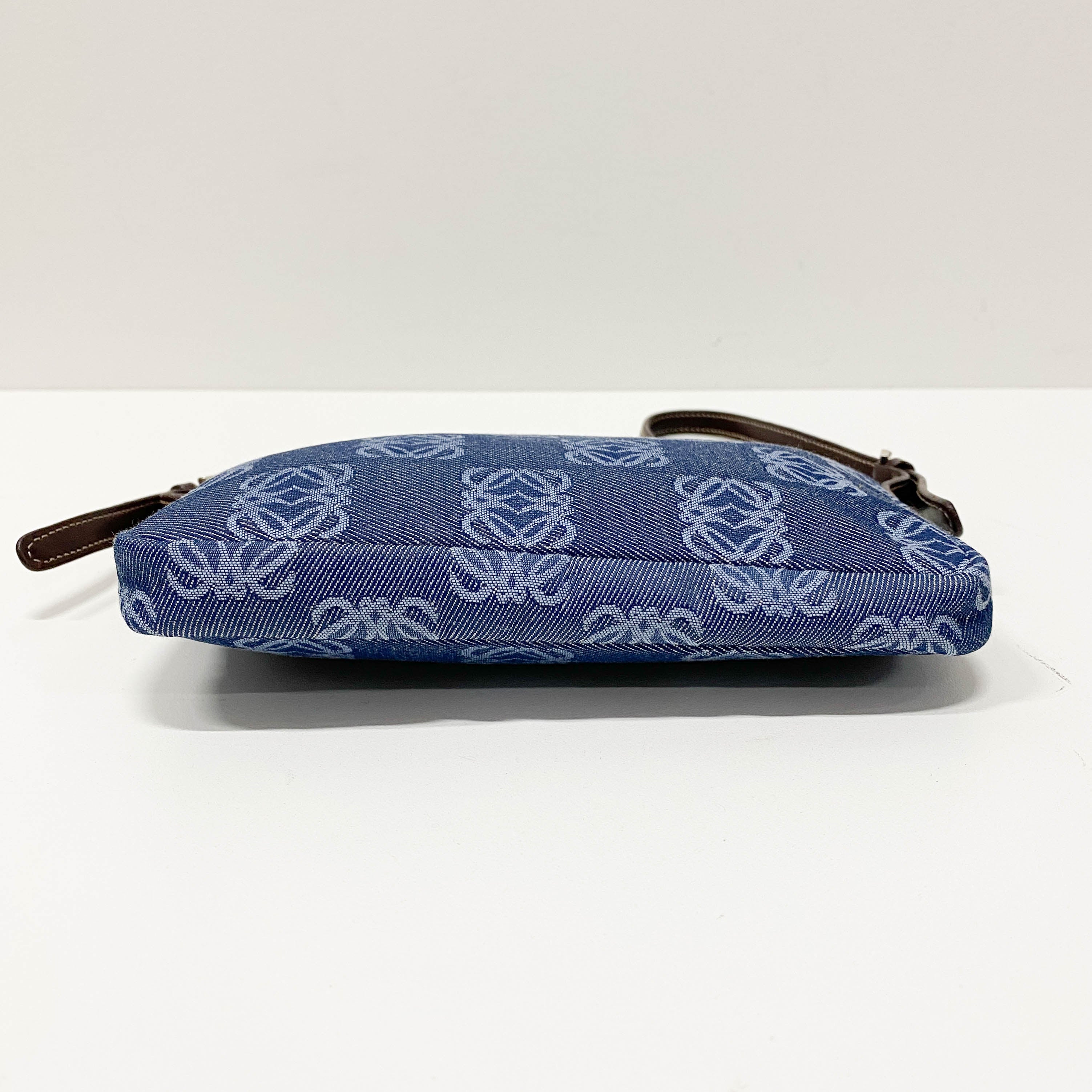 Anagram Blue Canvas Accessory Pouch Shoulder Bag