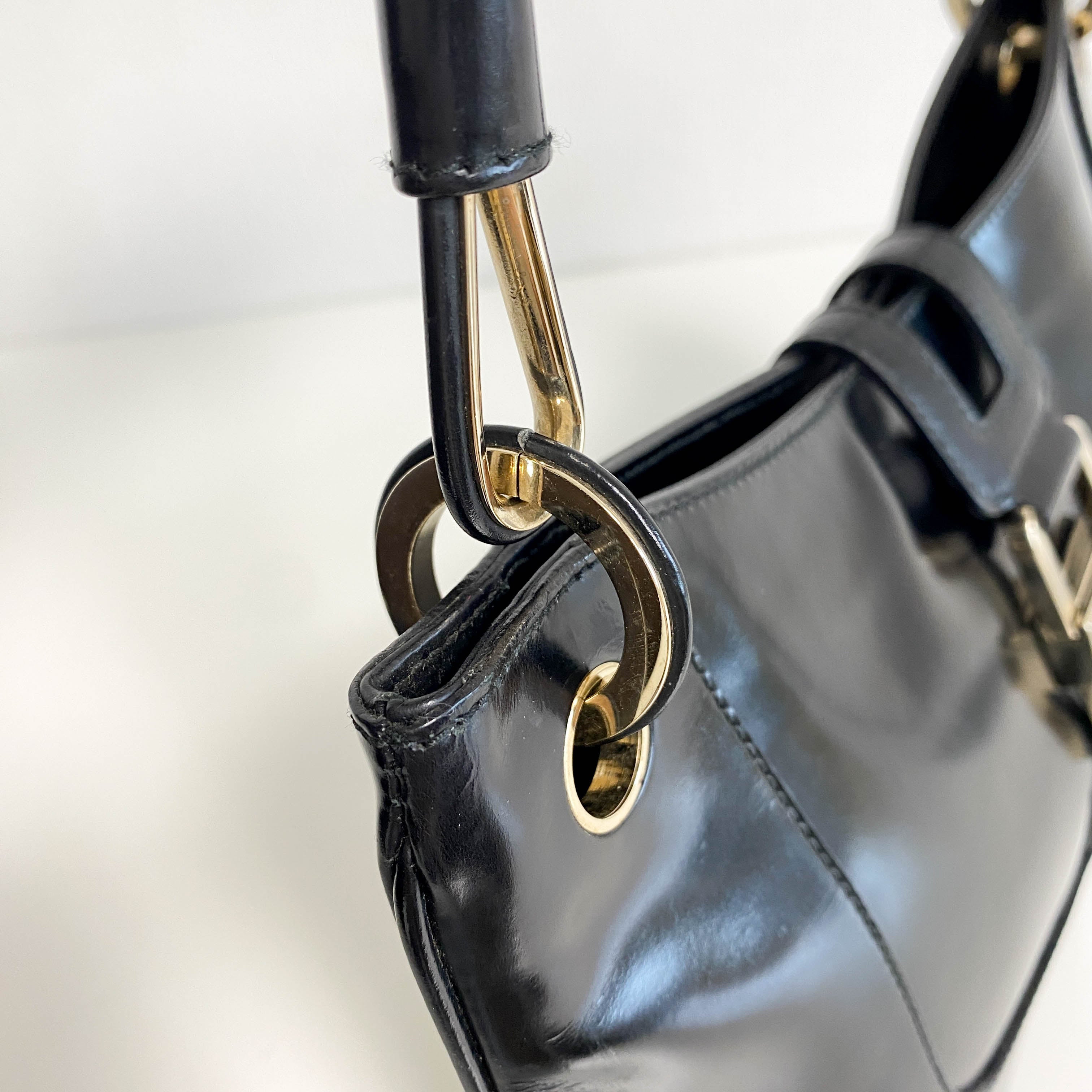 Patent Leather Black Hobo Shoulder Bag