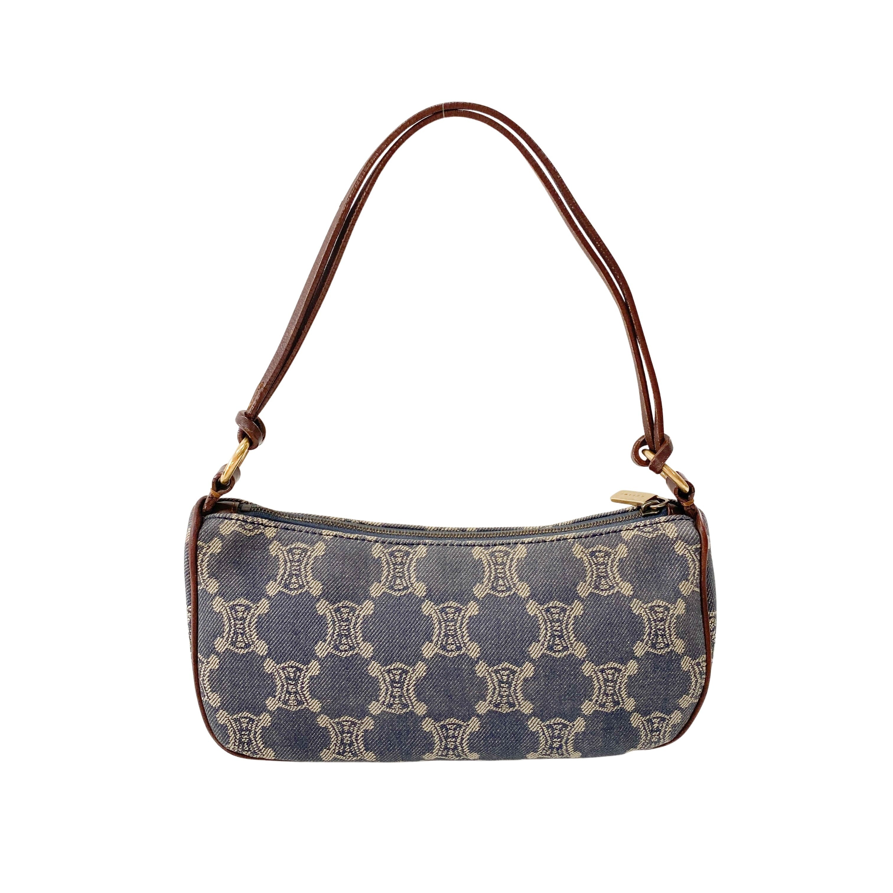 Paris Macadam Triomphe Blue Denim Pochette Shoulder Bag