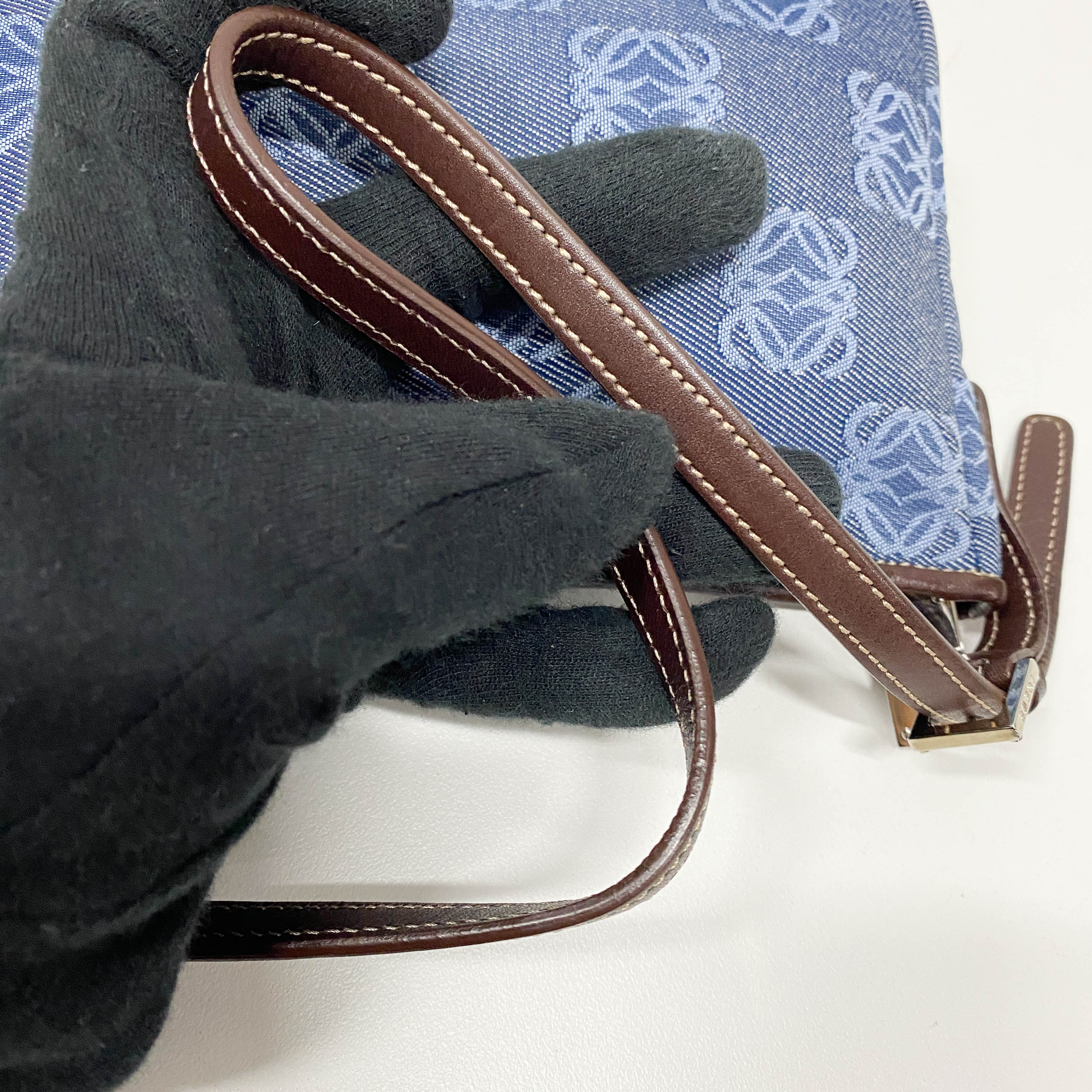 Anagram Blue Canvas Accessory Pouch Shoulder Bag