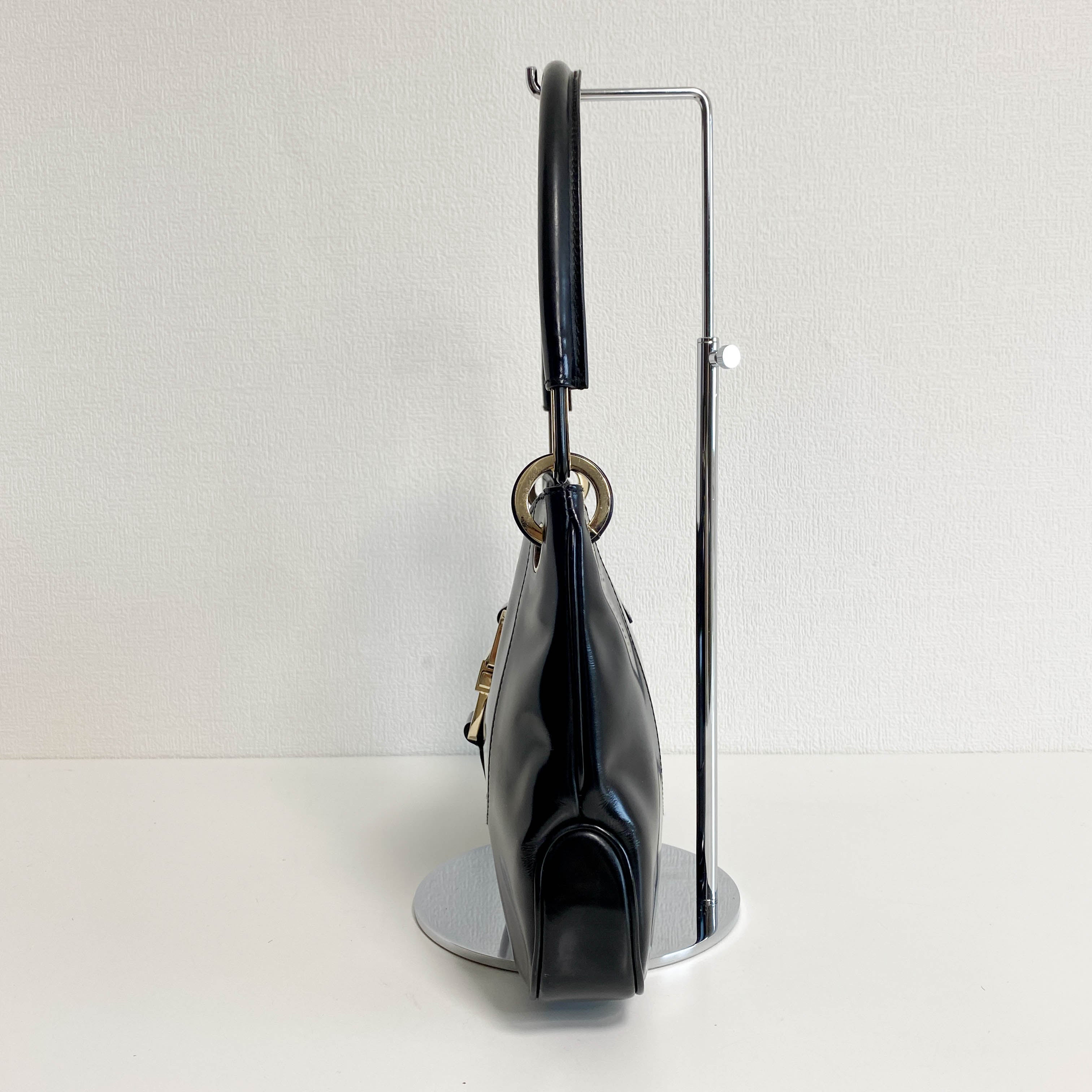 Patent Leather Black Hobo Shoulder Bag