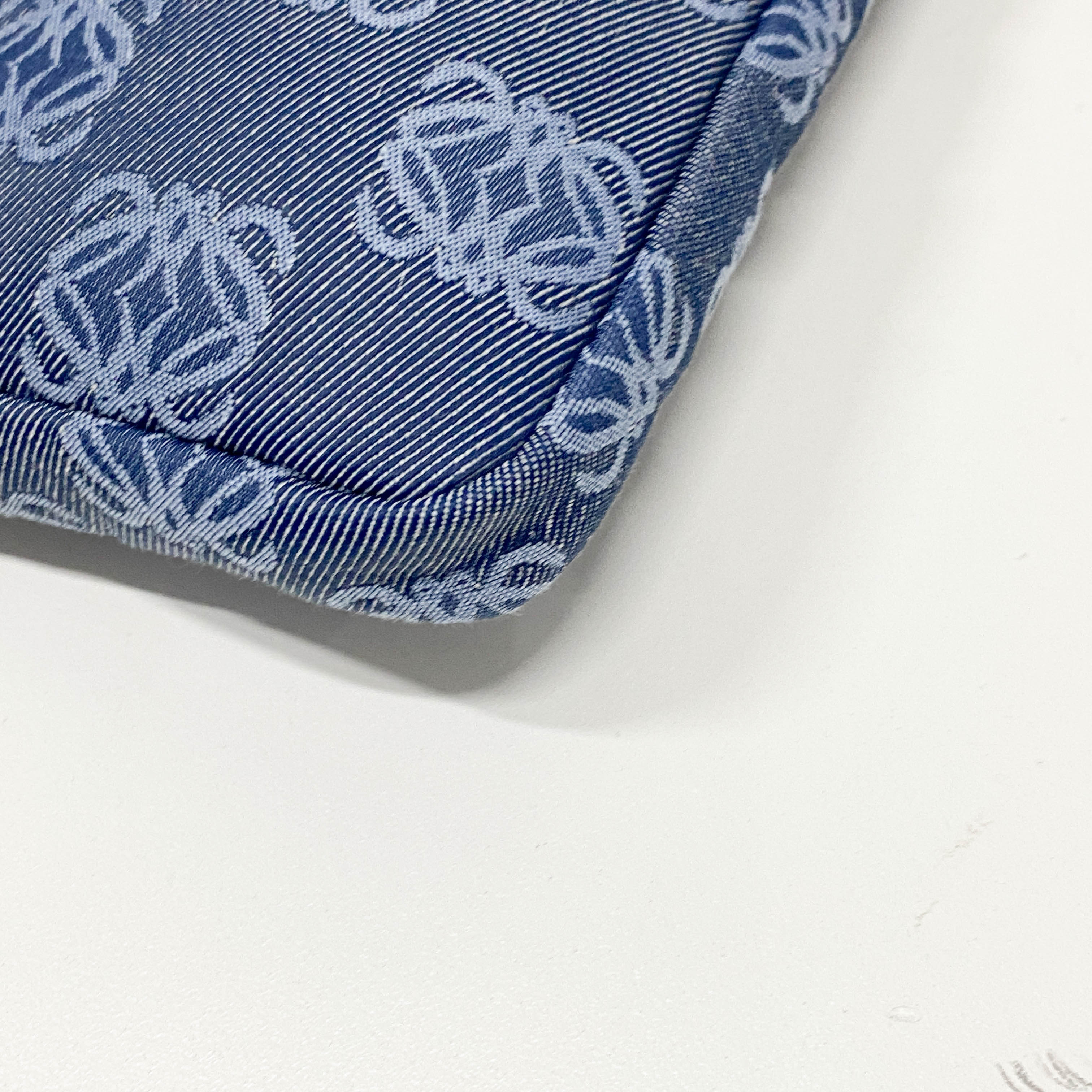 Anagram Blue Canvas Accessory Pouch Shoulder Bag