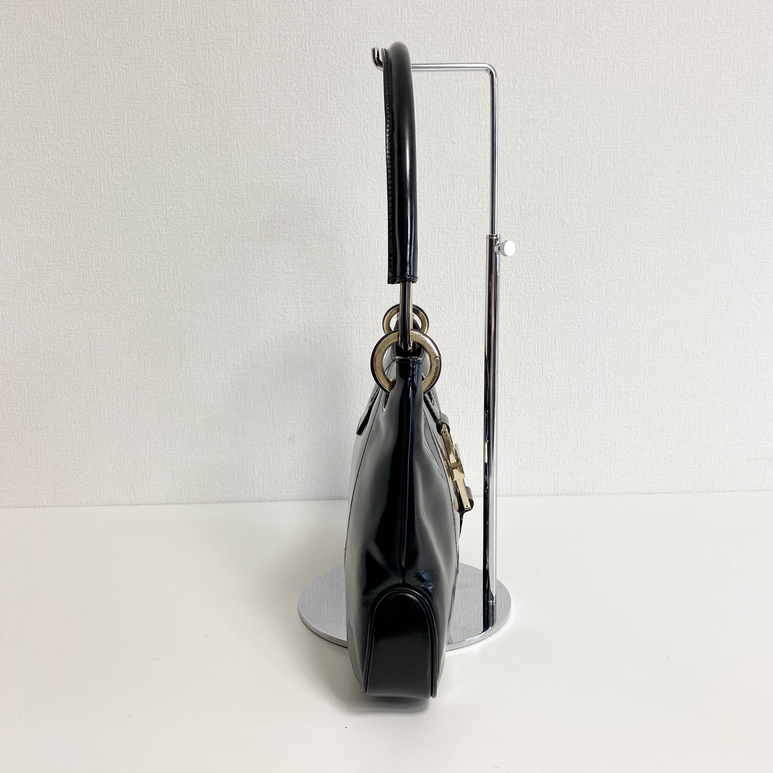 Patent Leather Black Hobo Shoulder Bag