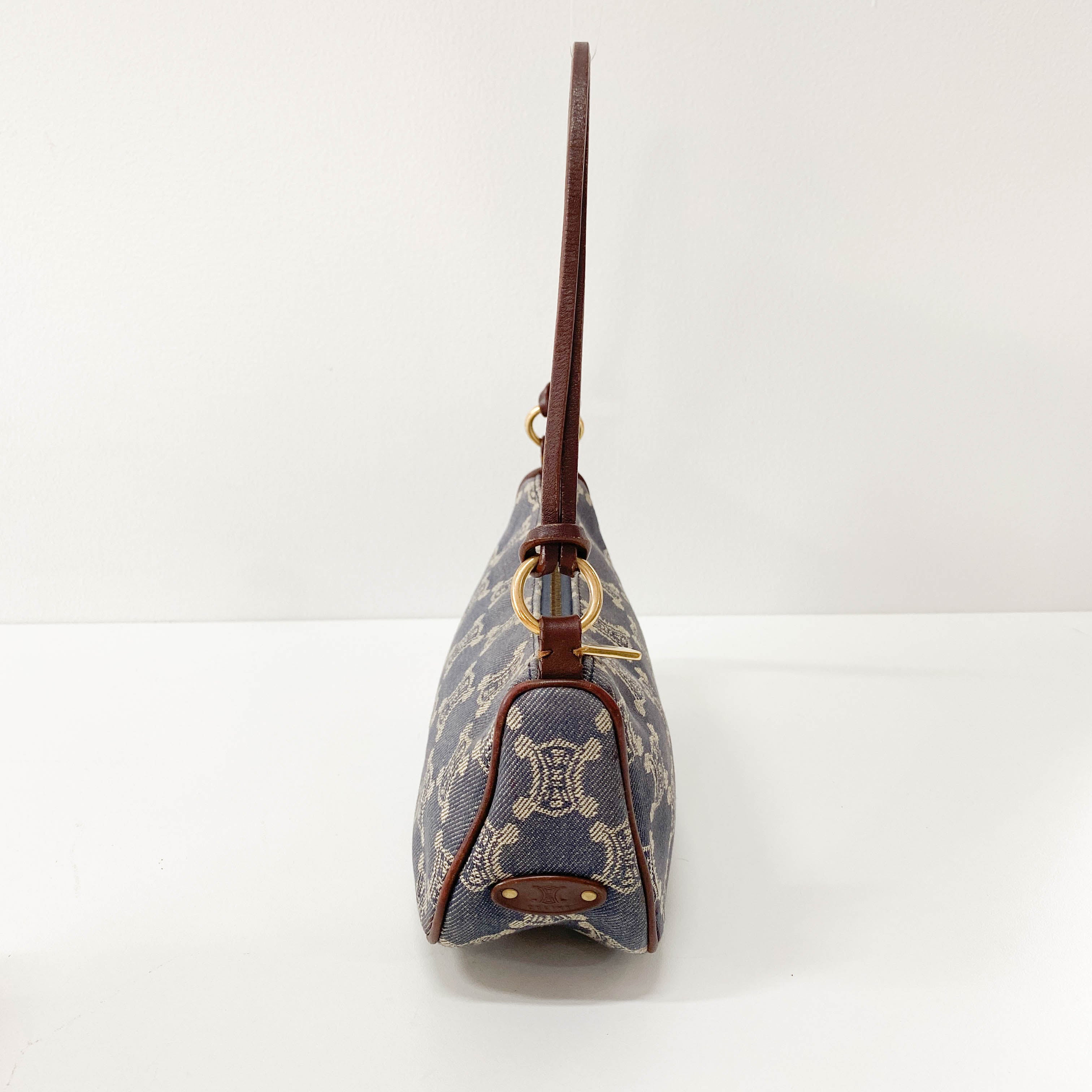 Paris Macadam Triomphe Blue Denim Pochette Shoulder Bag