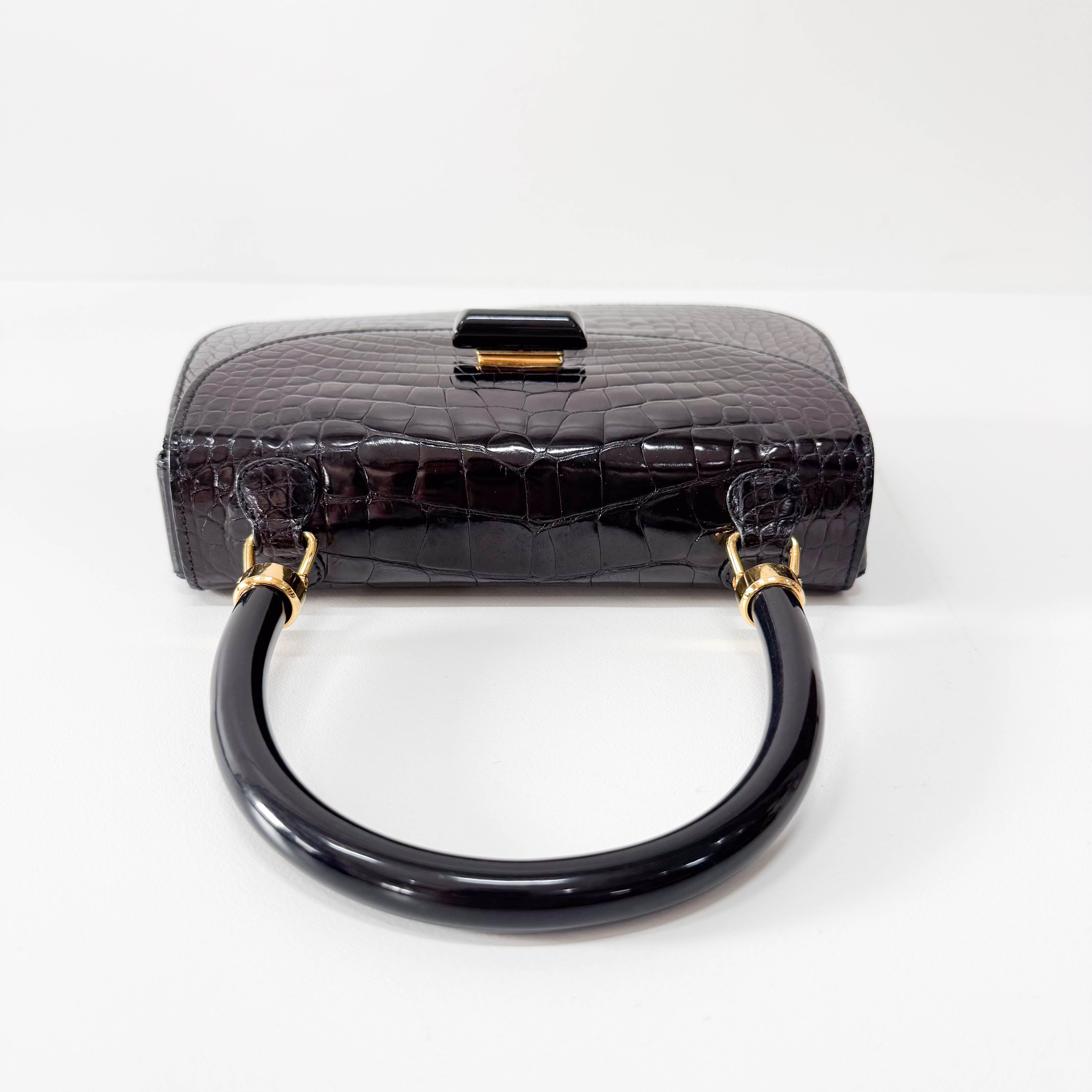 Black Leather Top Handle Bag