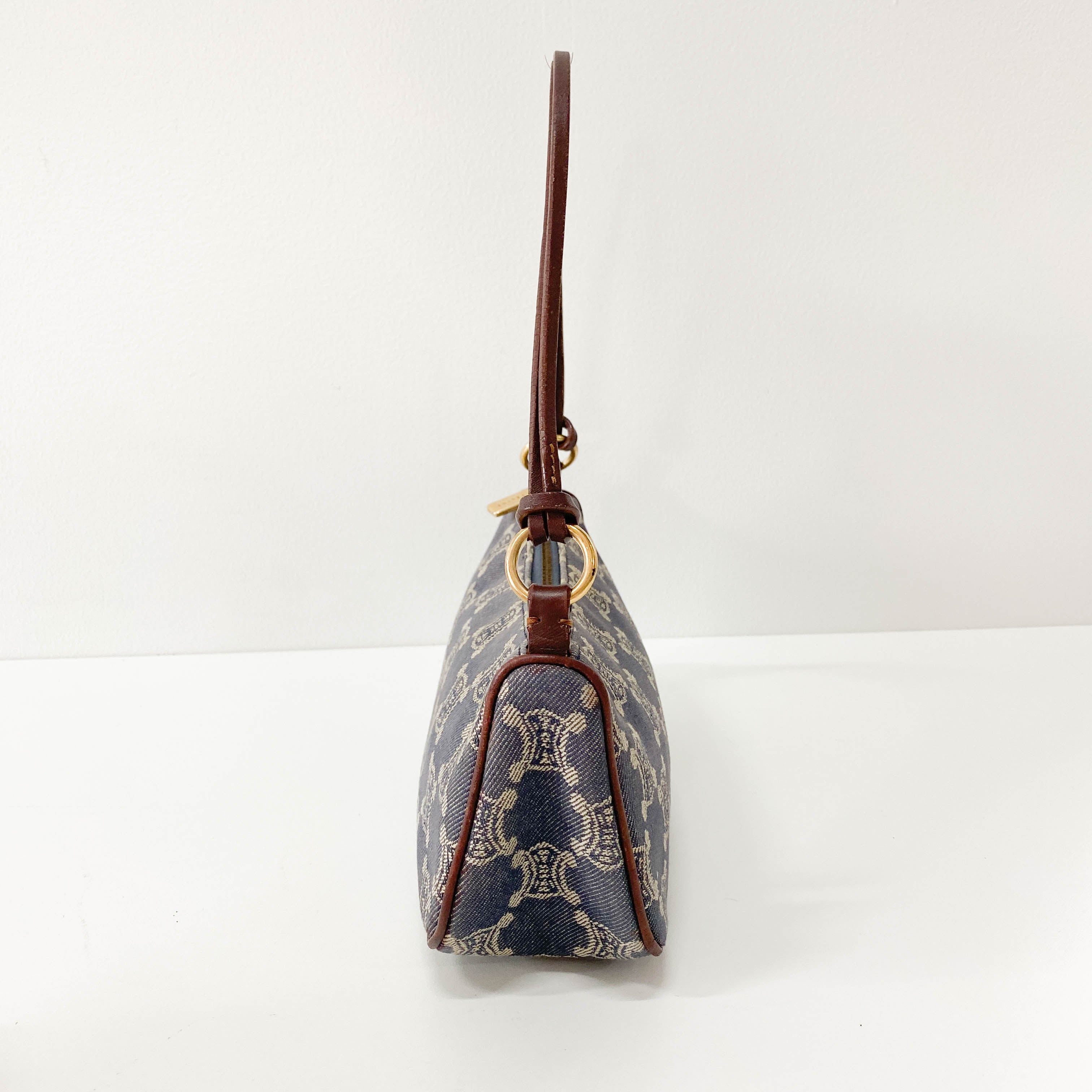 Paris Macadam Triomphe Blue Denim Pochette Shoulder Bag