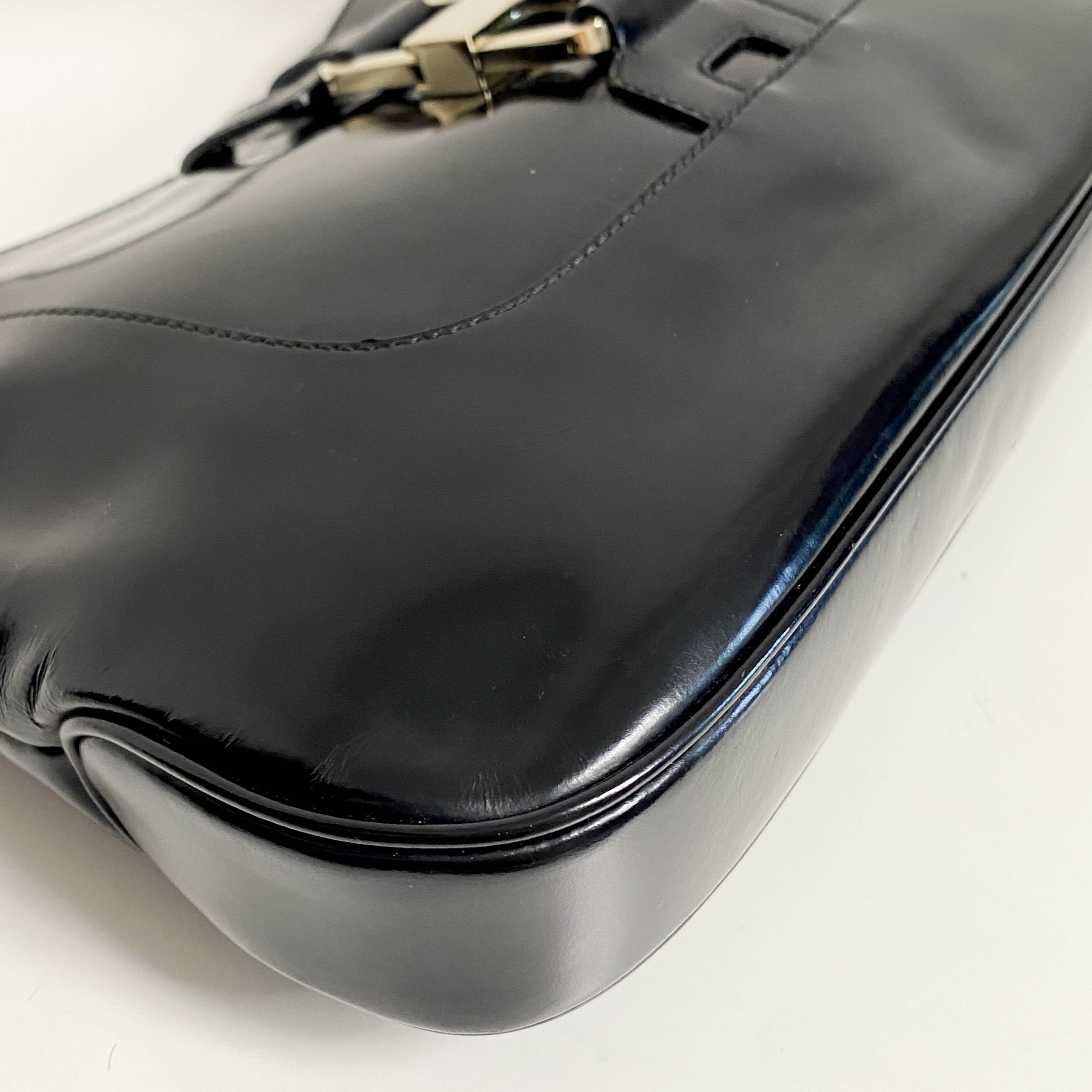 Patent Leather Black Hobo Shoulder Bag