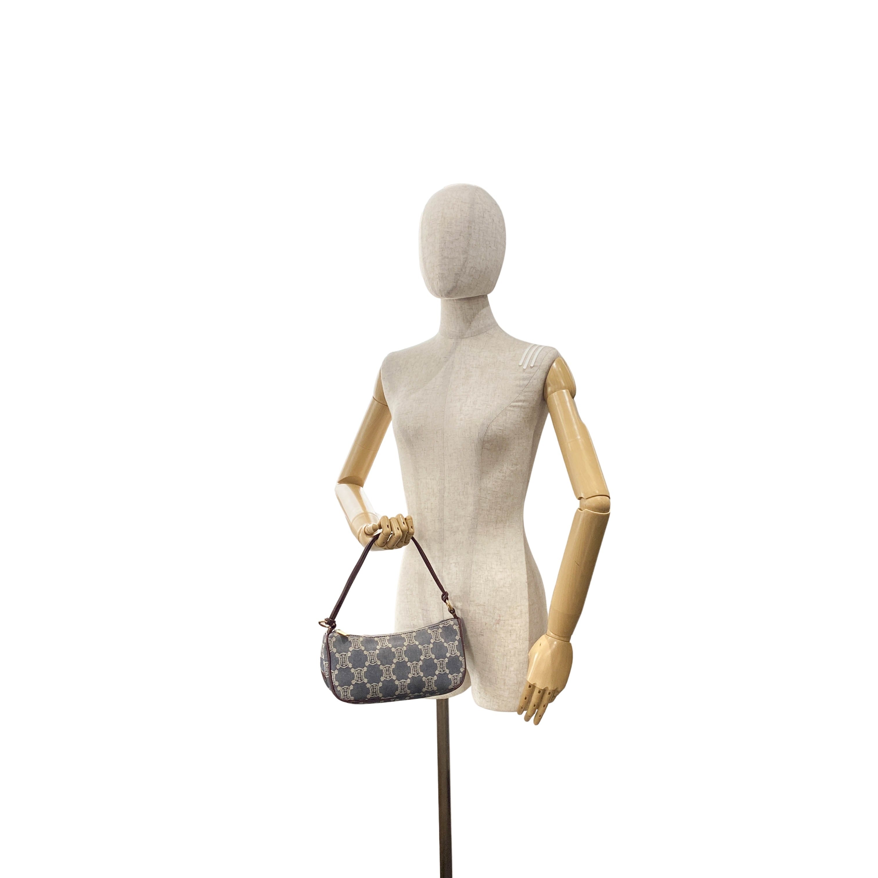 Paris Macadam Triomphe Blue Denim Pochette Shoulder Bag