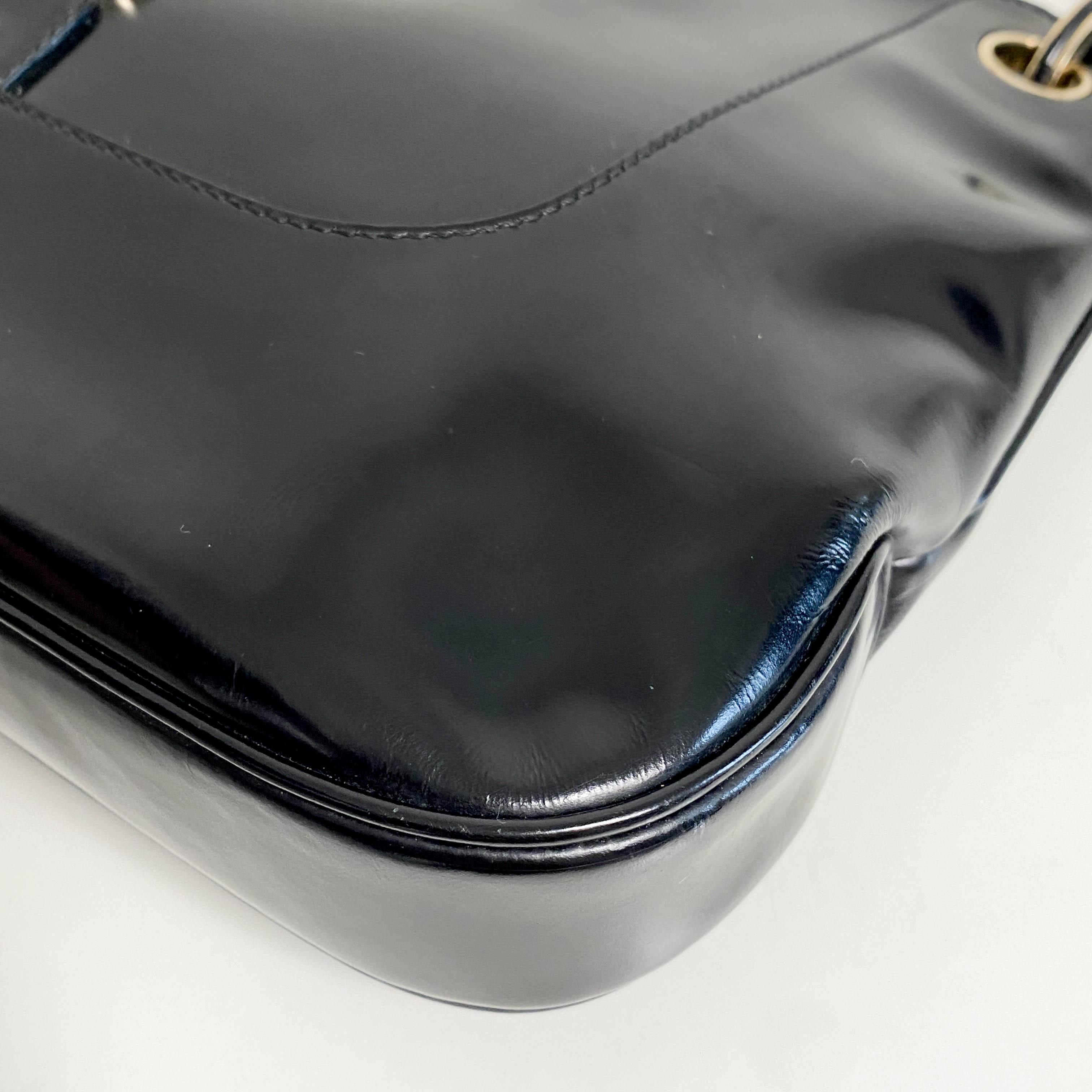 Patent Leather Black Hobo Shoulder Bag