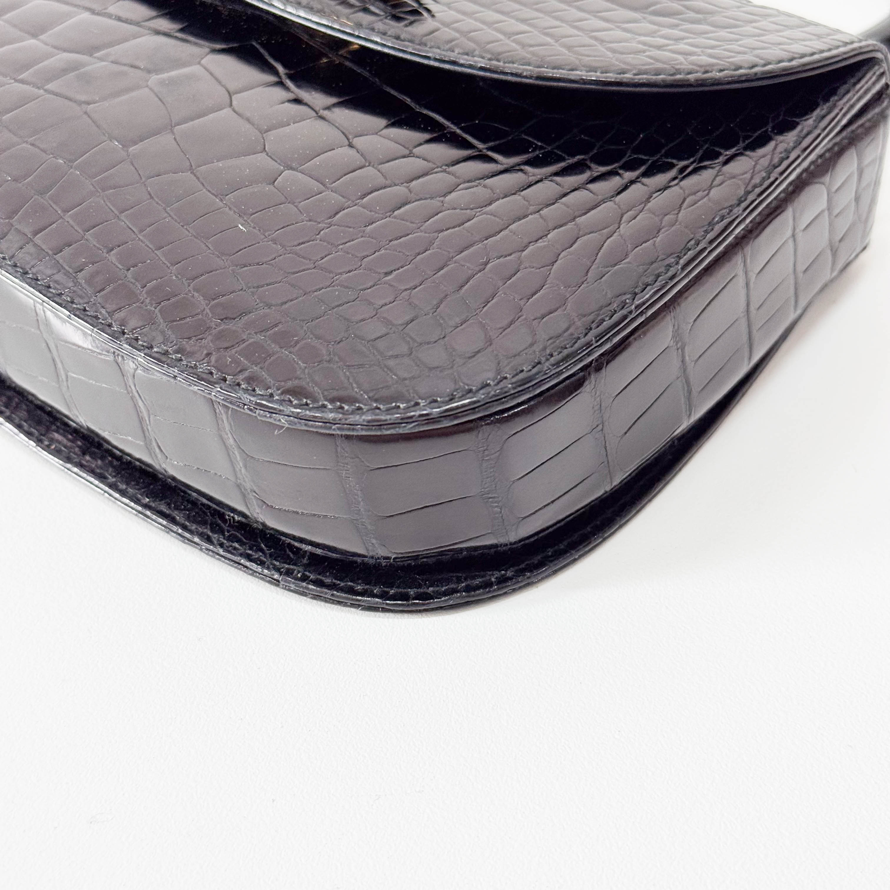 Black Leather Top Handle Bag