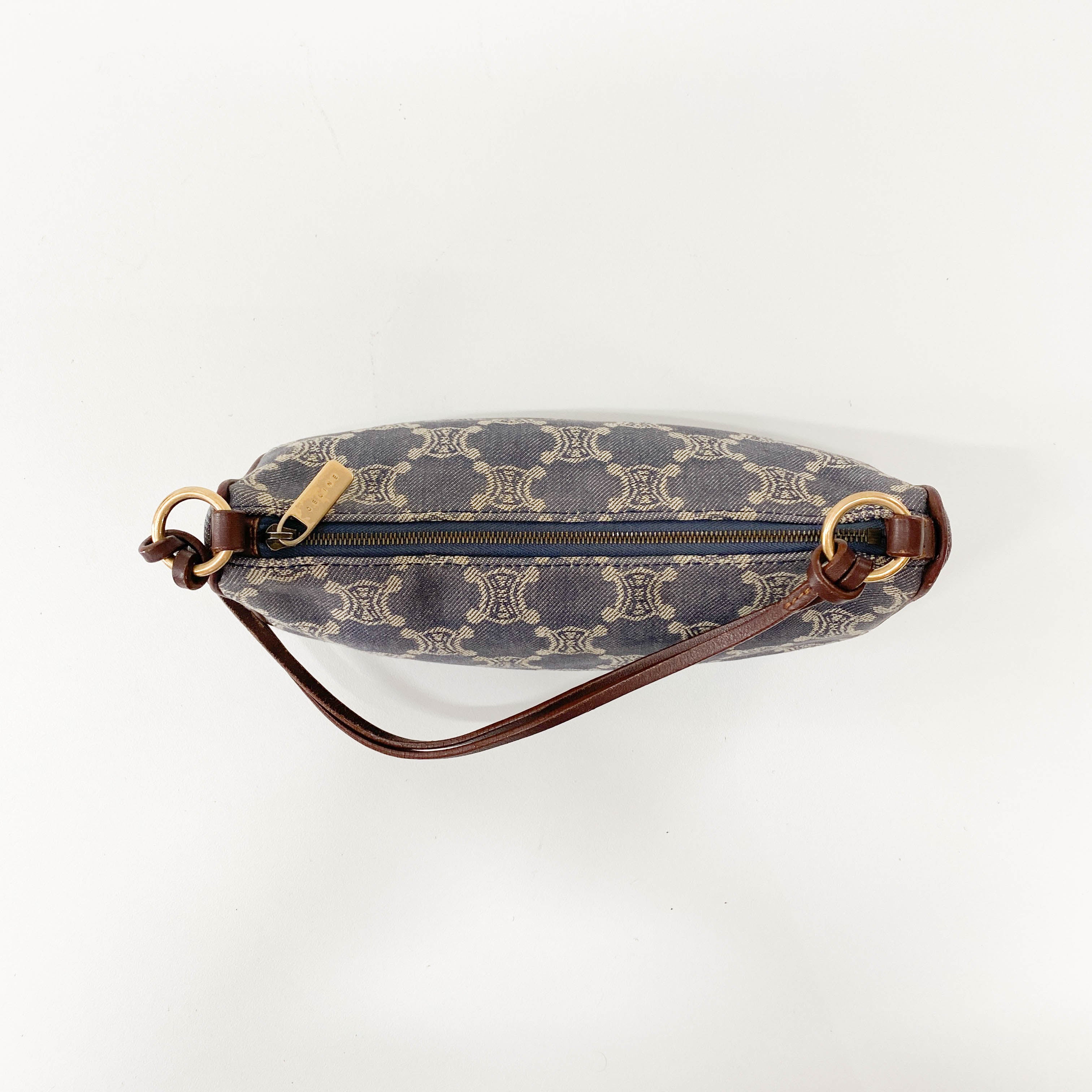 Paris Macadam Triomphe Blue Denim Pochette Shoulder Bag