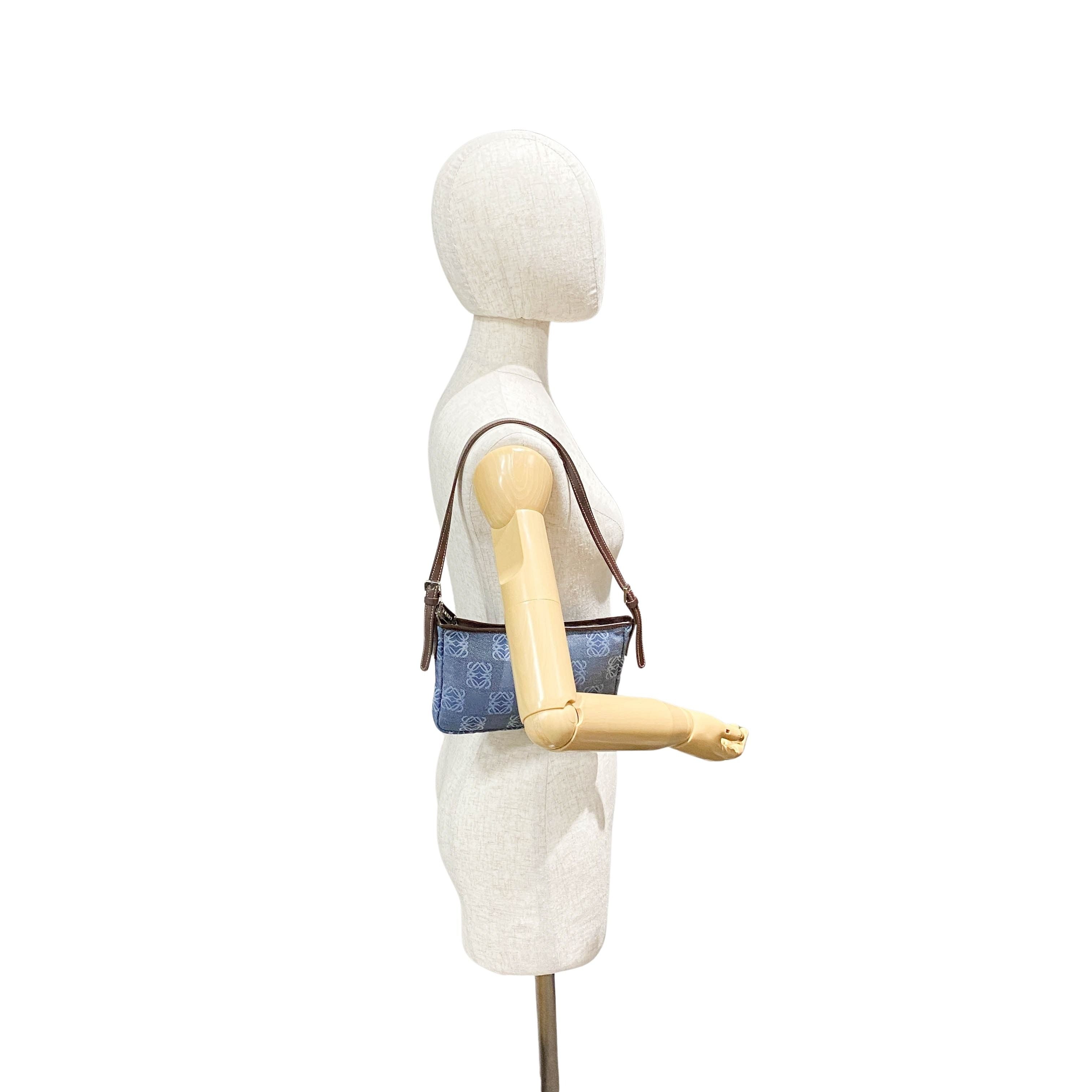 Anagram Blue Canvas Accessory Pouch Shoulder Bag