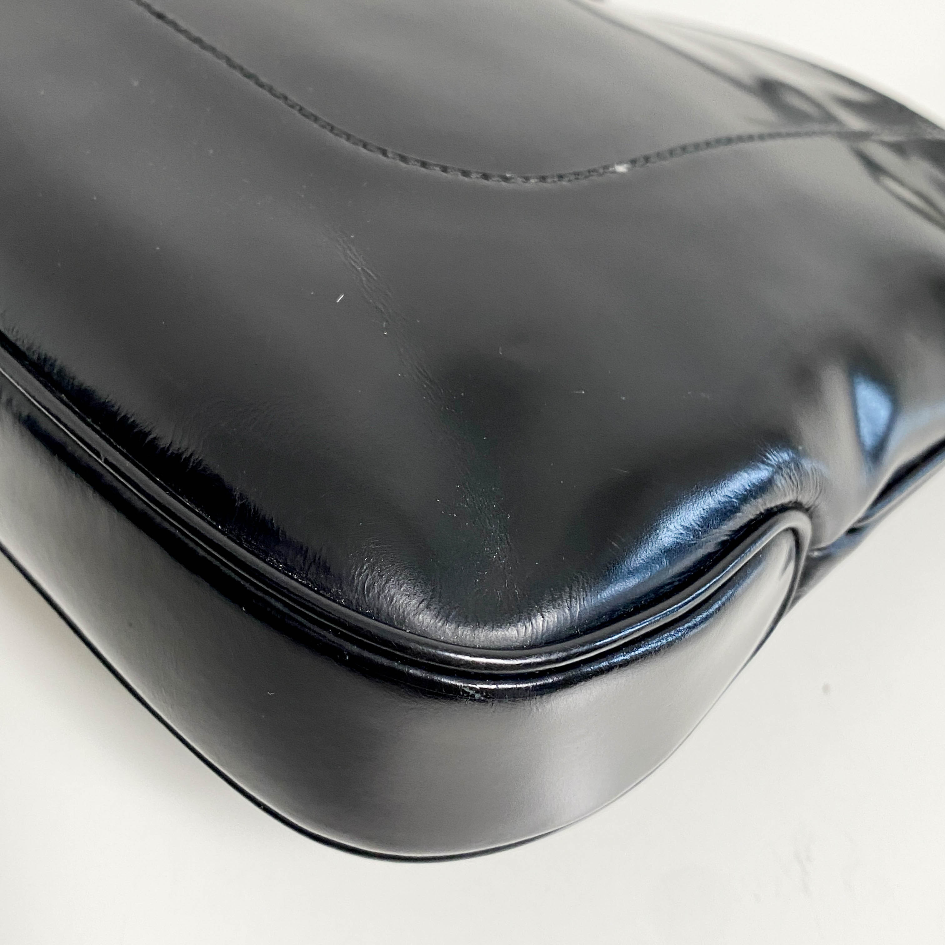 Patent Leather Black Hobo Shoulder Bag