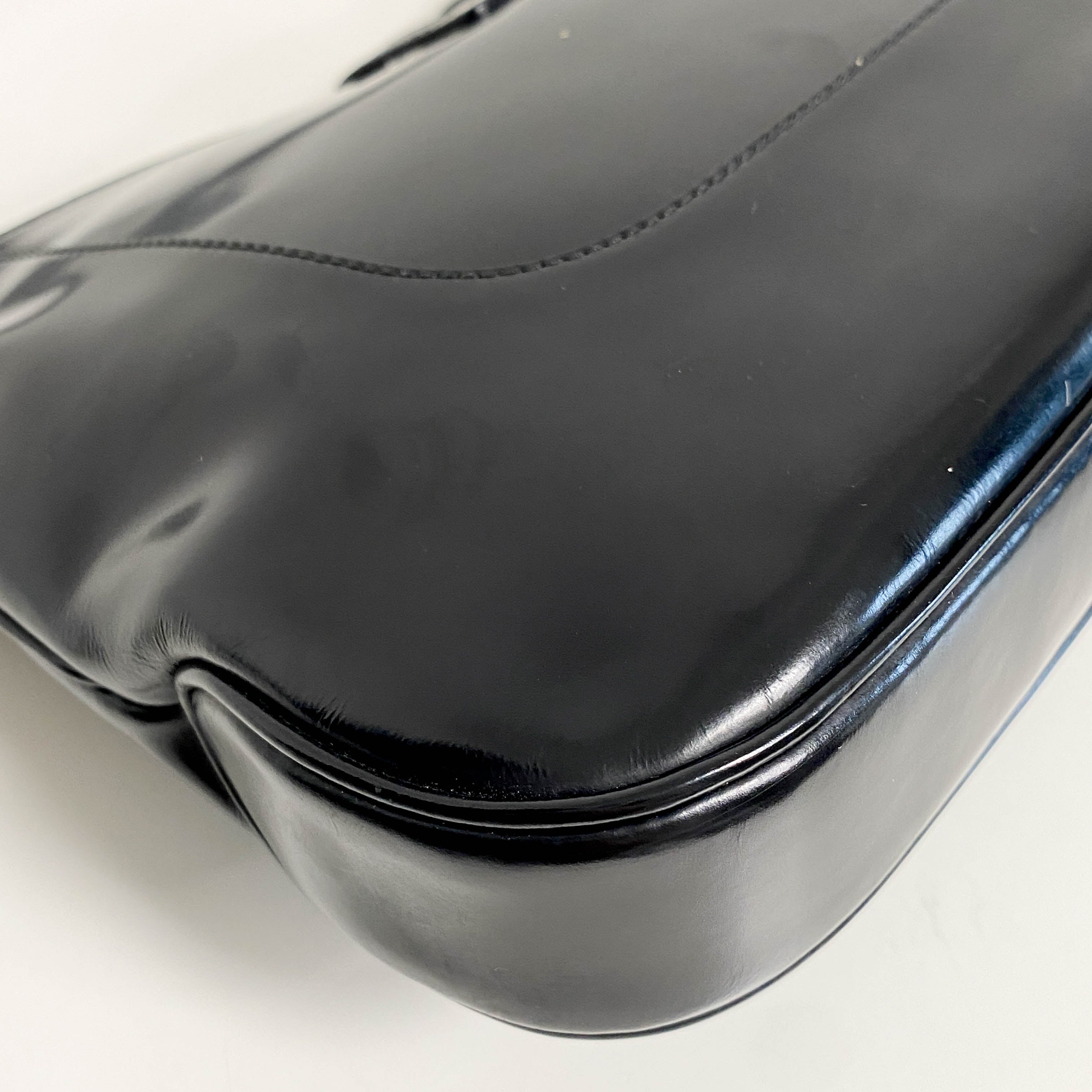 Patent Leather Black Hobo Shoulder Bag