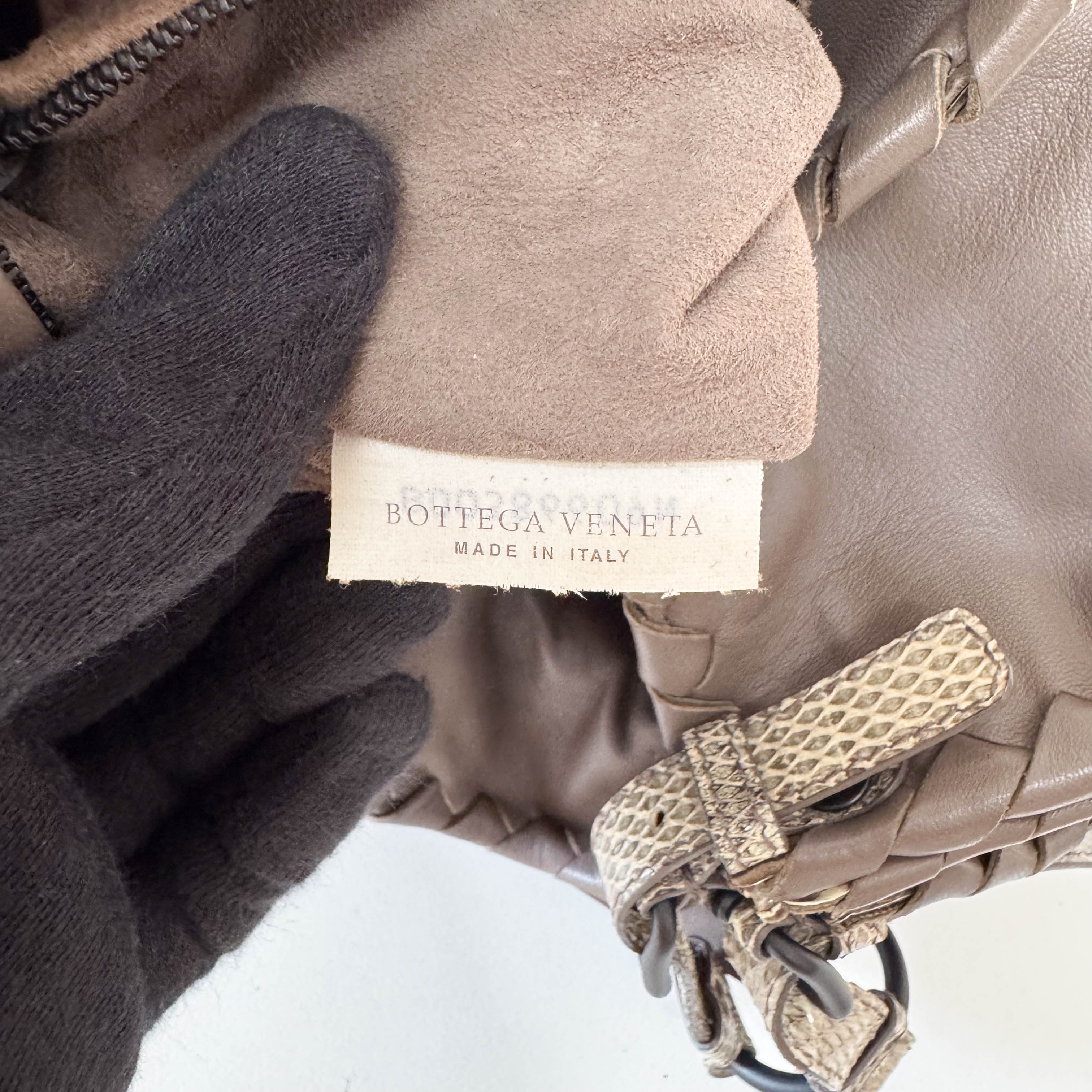 Brown Leather and Lizard Detail Bag