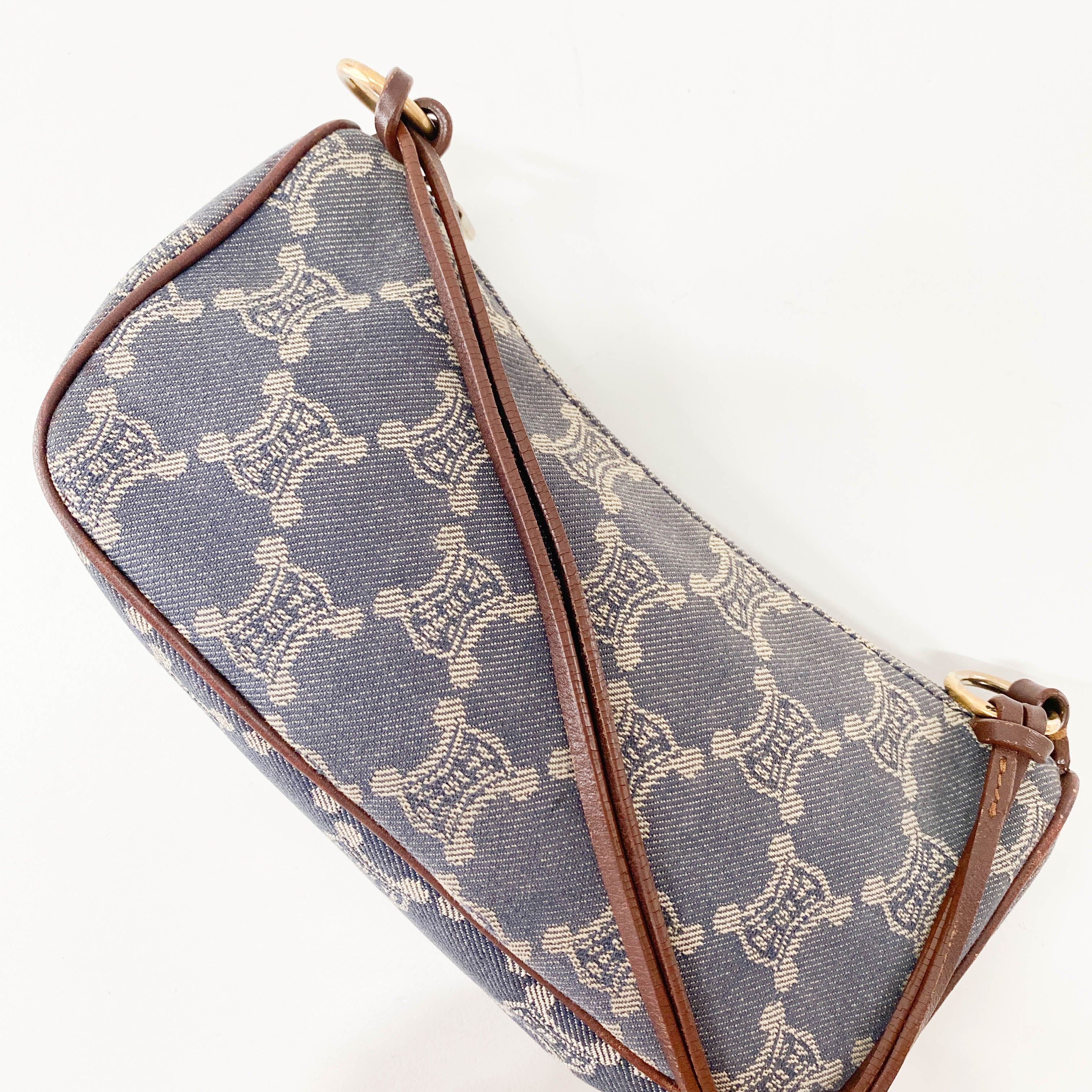 Paris Macadam Triomphe Blue Denim Pochette Shoulder Bag