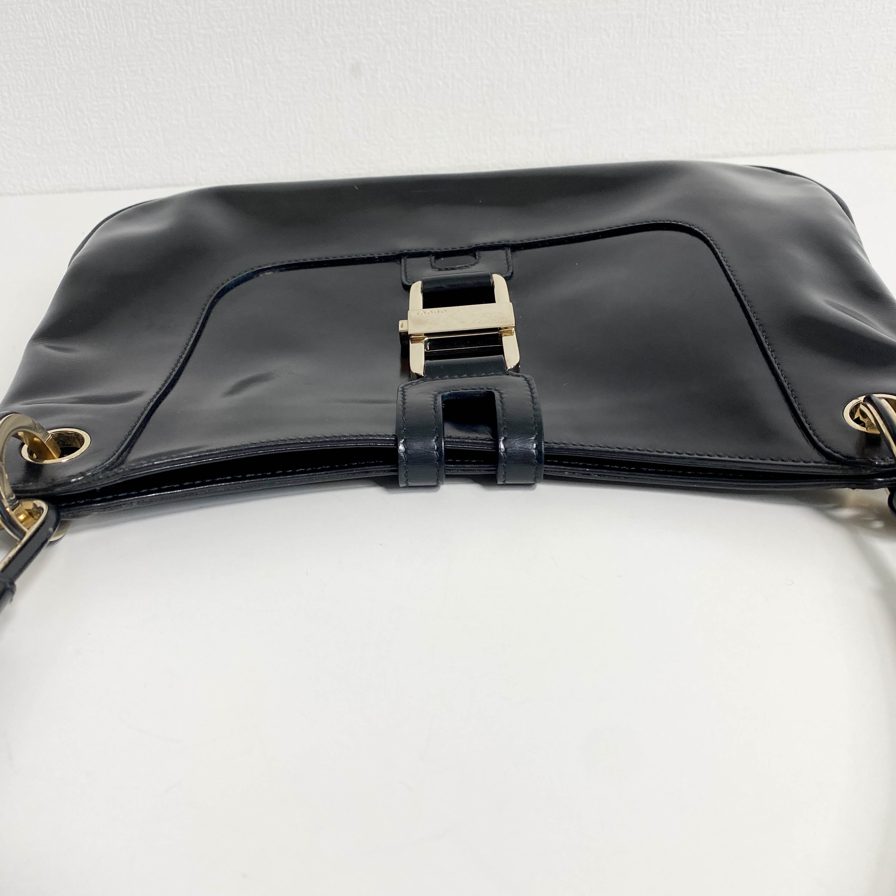 Patent Leather Black Hobo Shoulder Bag