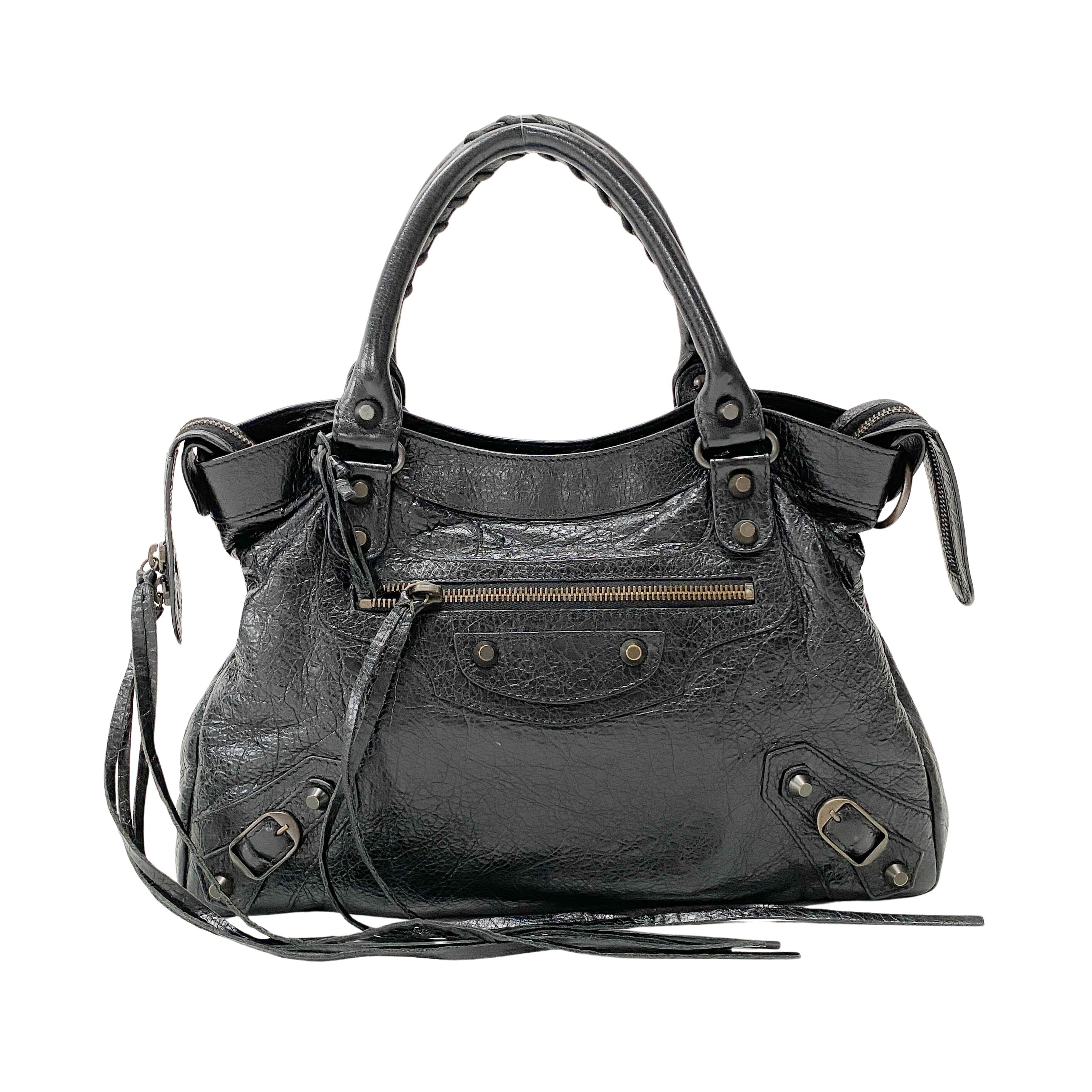 The First Black Leather Two Way Bag